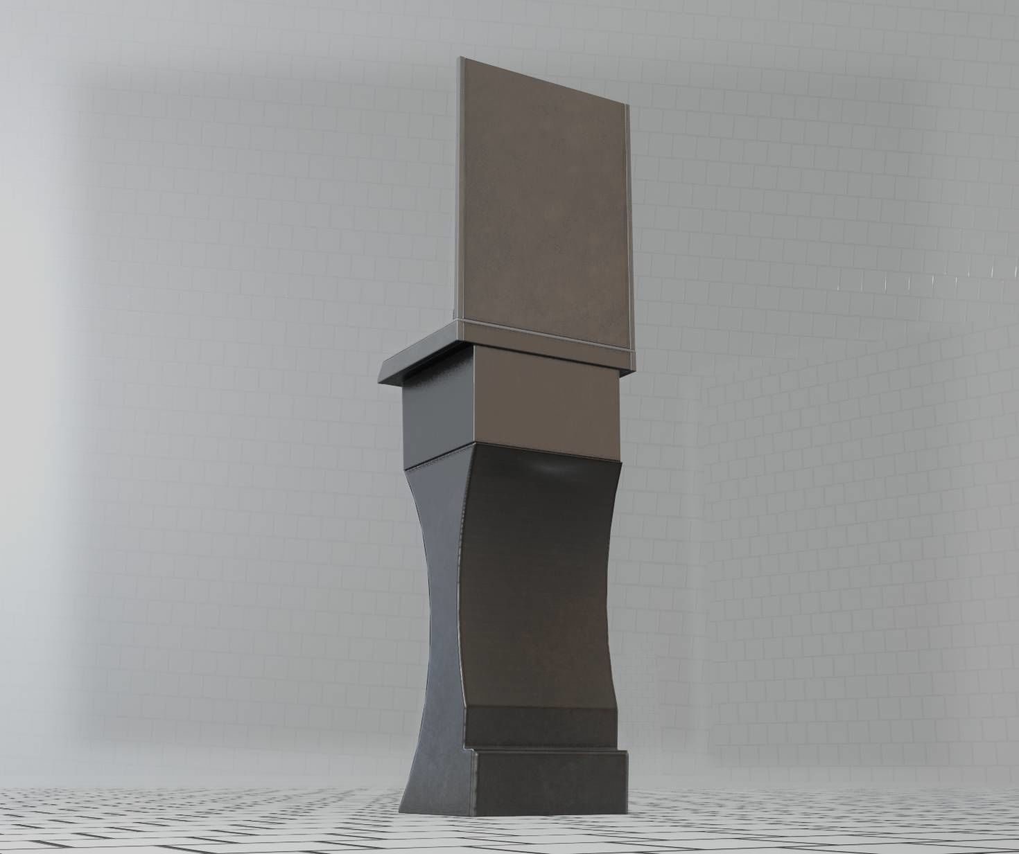 Public Metal Sci-Fi Sink - 35 - with Mirror Low-poly 3D model_92