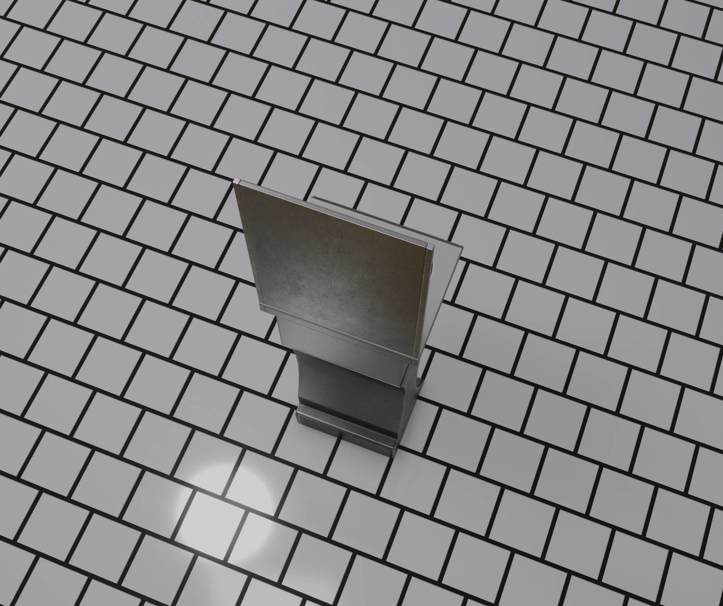 Public Metal Sci-Fi Sink - 35 - with Mirror Low-poly 3D model_38