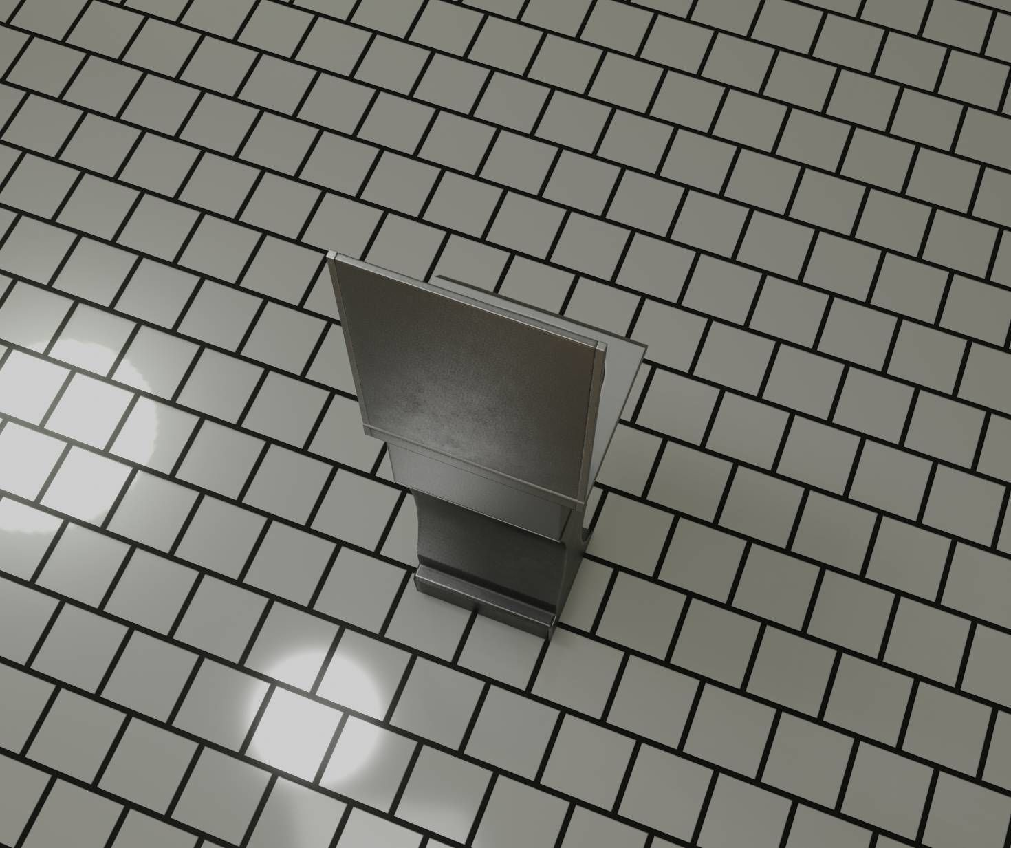 Public Metal Sci-Fi Sink - 35 - with Mirror Low-poly 3D model_13