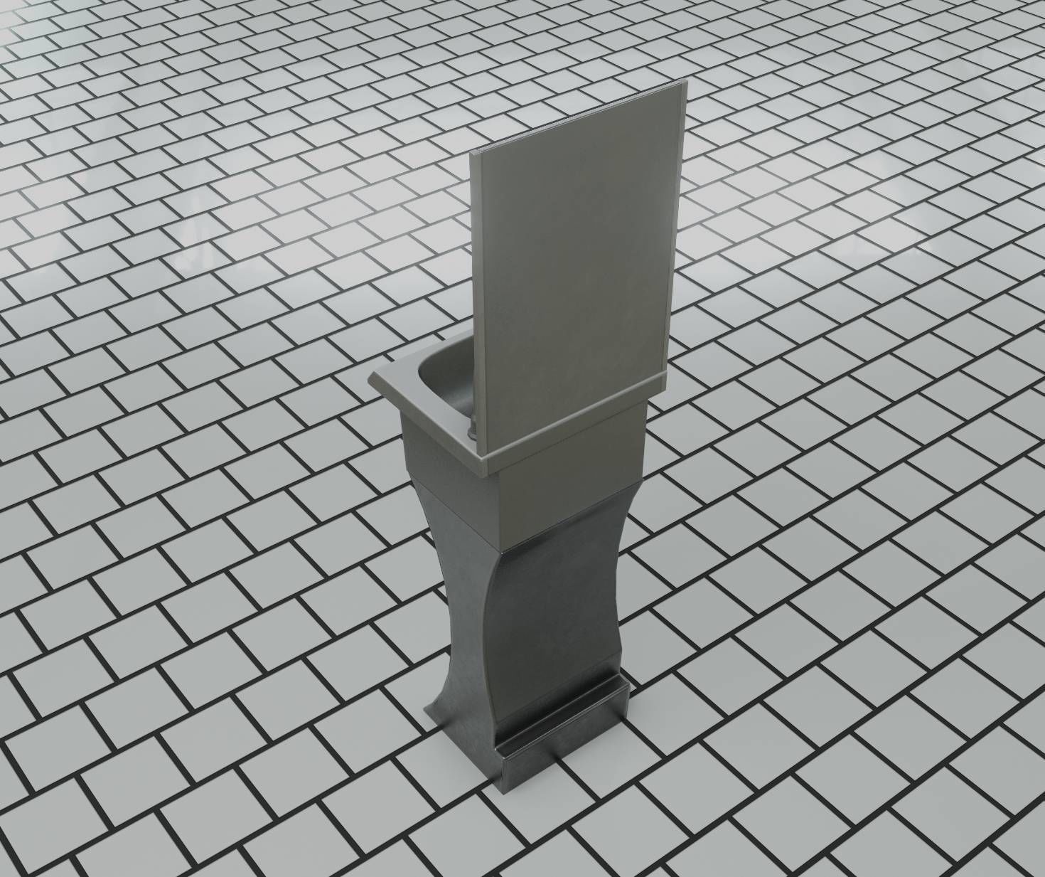 Public Metal Sci-Fi Sink - 35 - with Mirror Low-poly 3D model_52