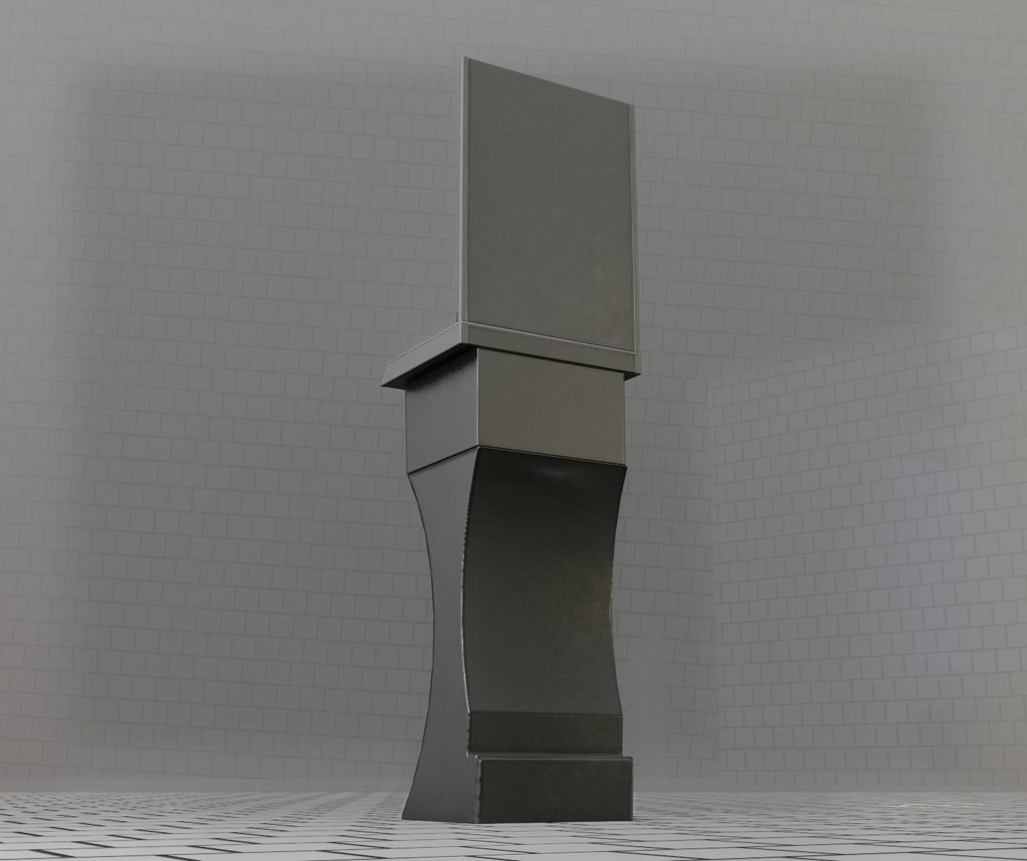 Public Metal Sci-Fi Sink - 35 - with Mirror Low-poly 3D model_30