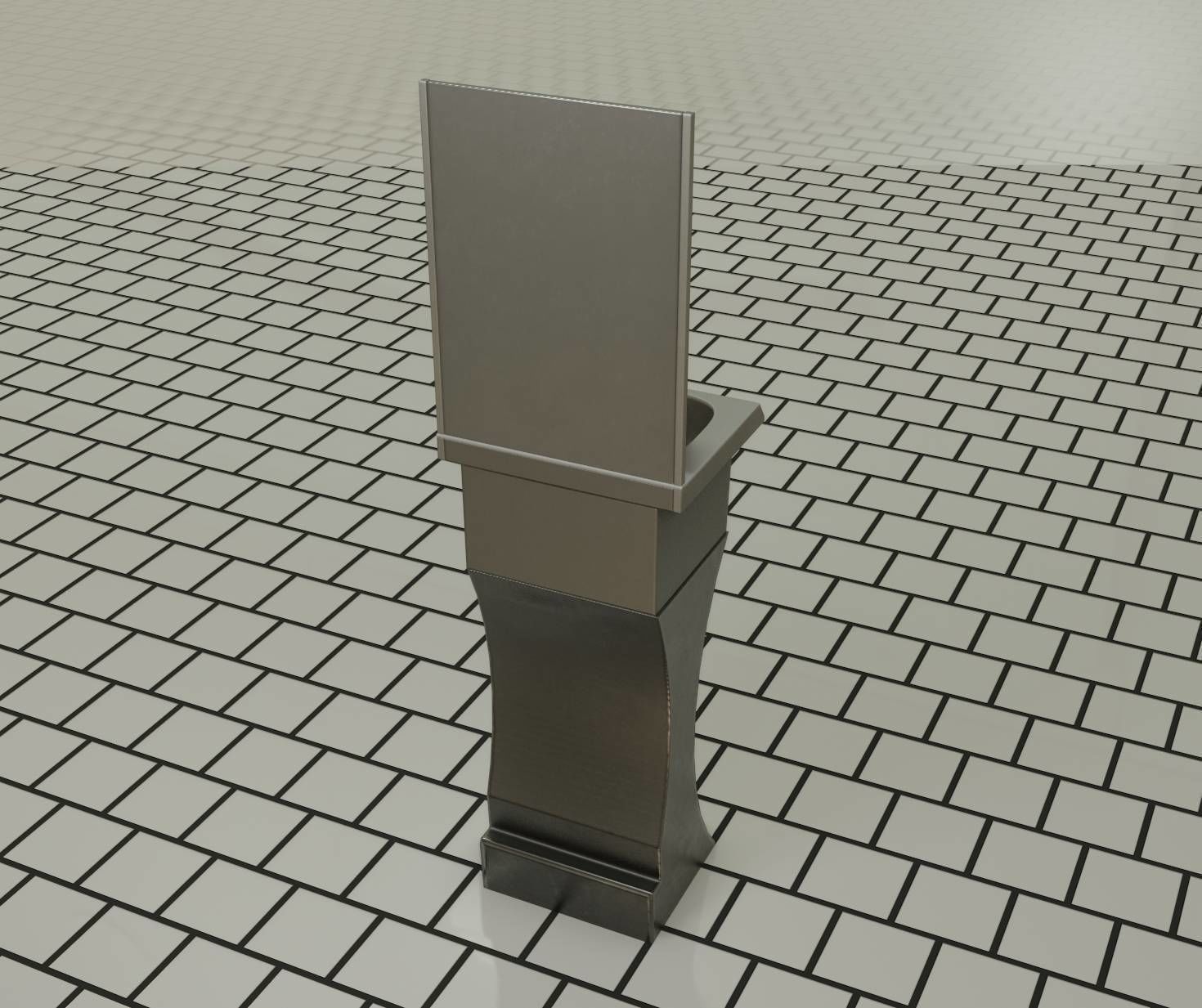 Public Metal Sci-Fi Sink - 35 - with Mirror Low-poly 3D model_47