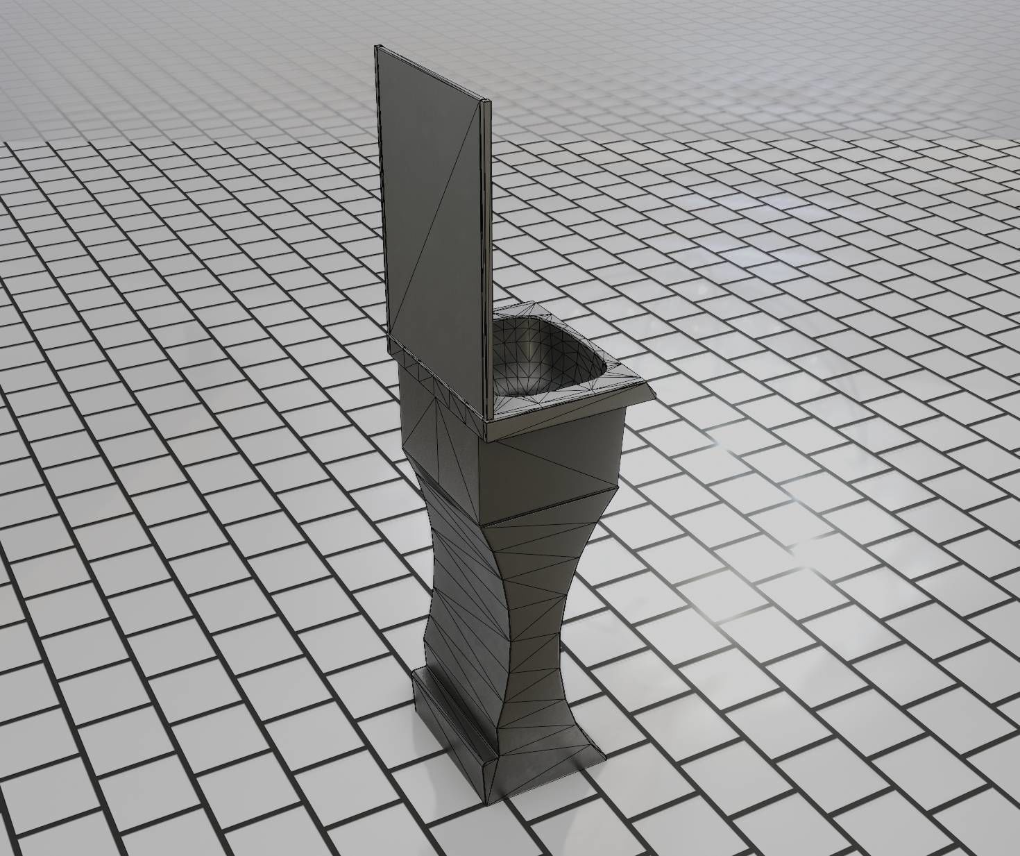 Public Metal Sci-Fi Sink - 35 - with Mirror Low-poly 3D model_46