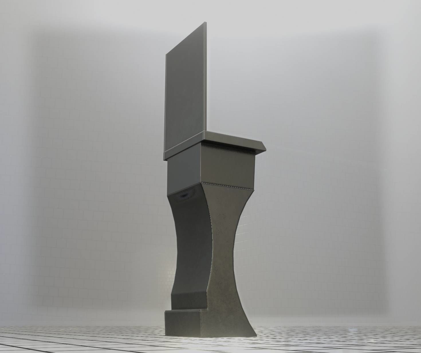 Public Metal Sci-Fi Sink - 35 - with Mirror Low-poly 3D model_98