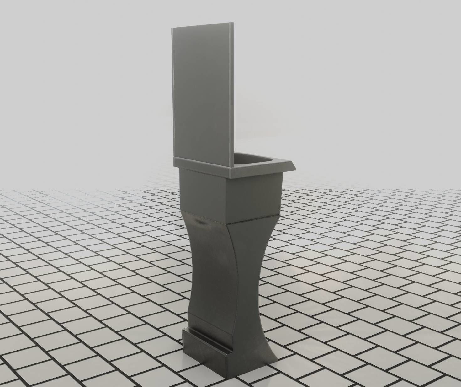 Public Metal Sci-Fi Sink - 35 - with Mirror Low-poly 3D model_89