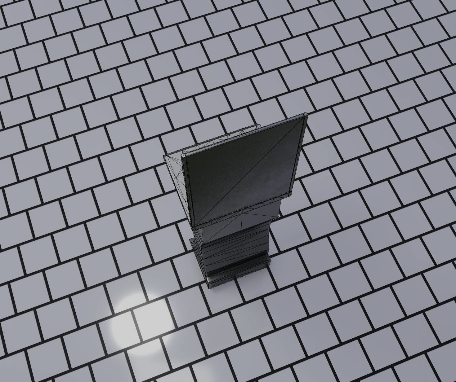 Public Metal Sci-Fi Sink - 35 - with Mirror Low-poly 3D model_39