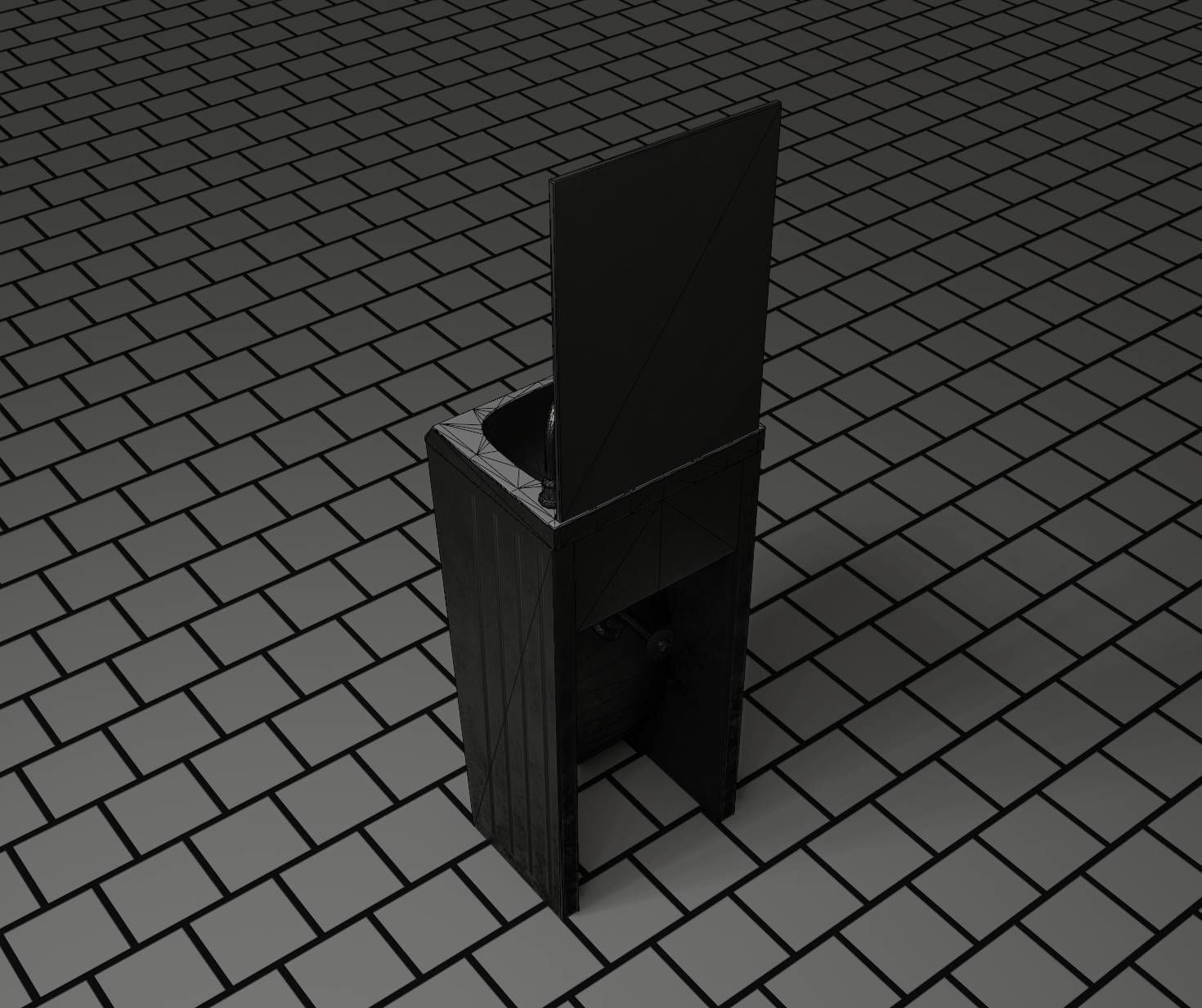 Public Metal Sink - 33 - with Mirror Low-poly 3D model_66