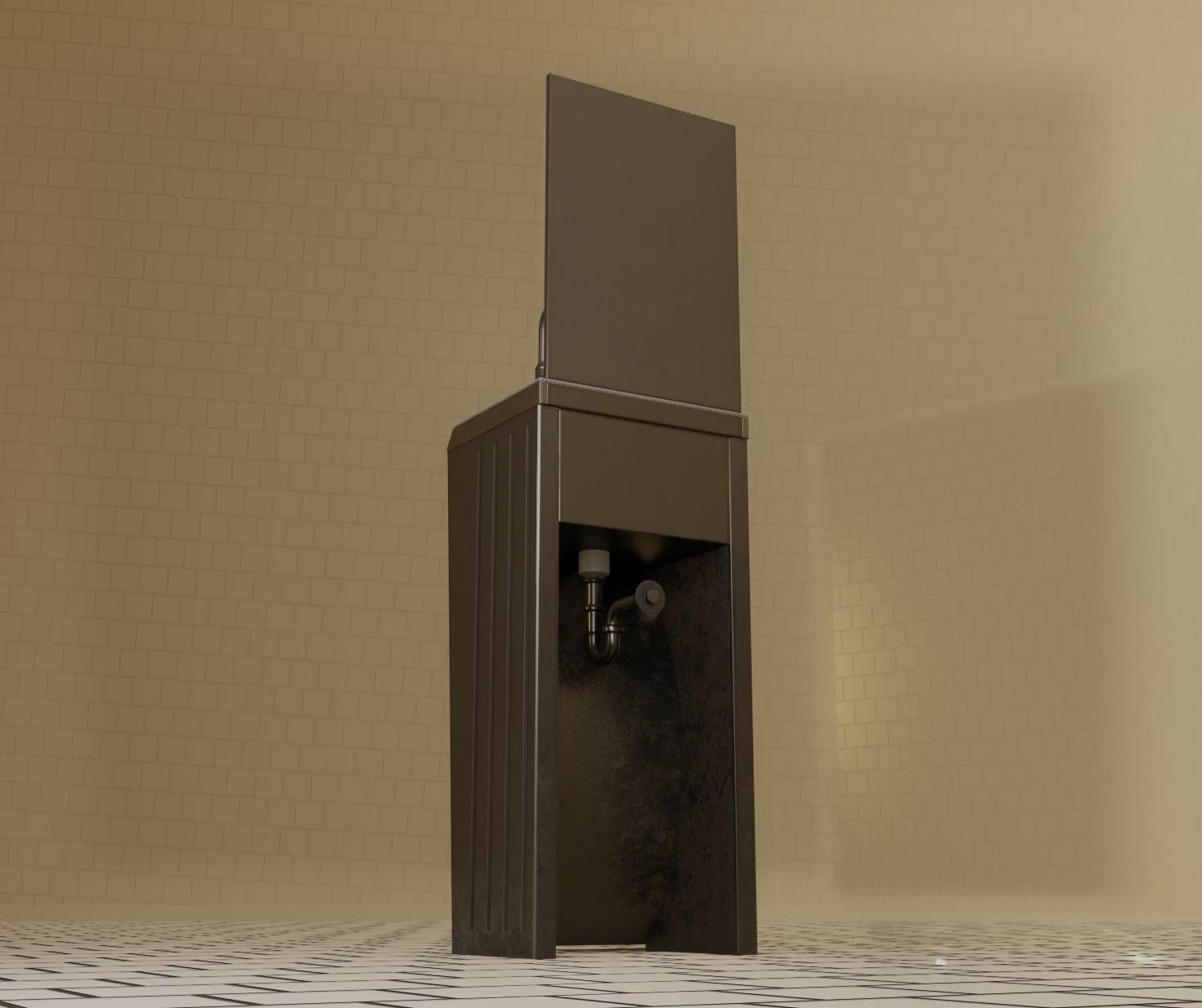 Public Metal Sink - 33 - with Mirror Low-poly 3D model_75