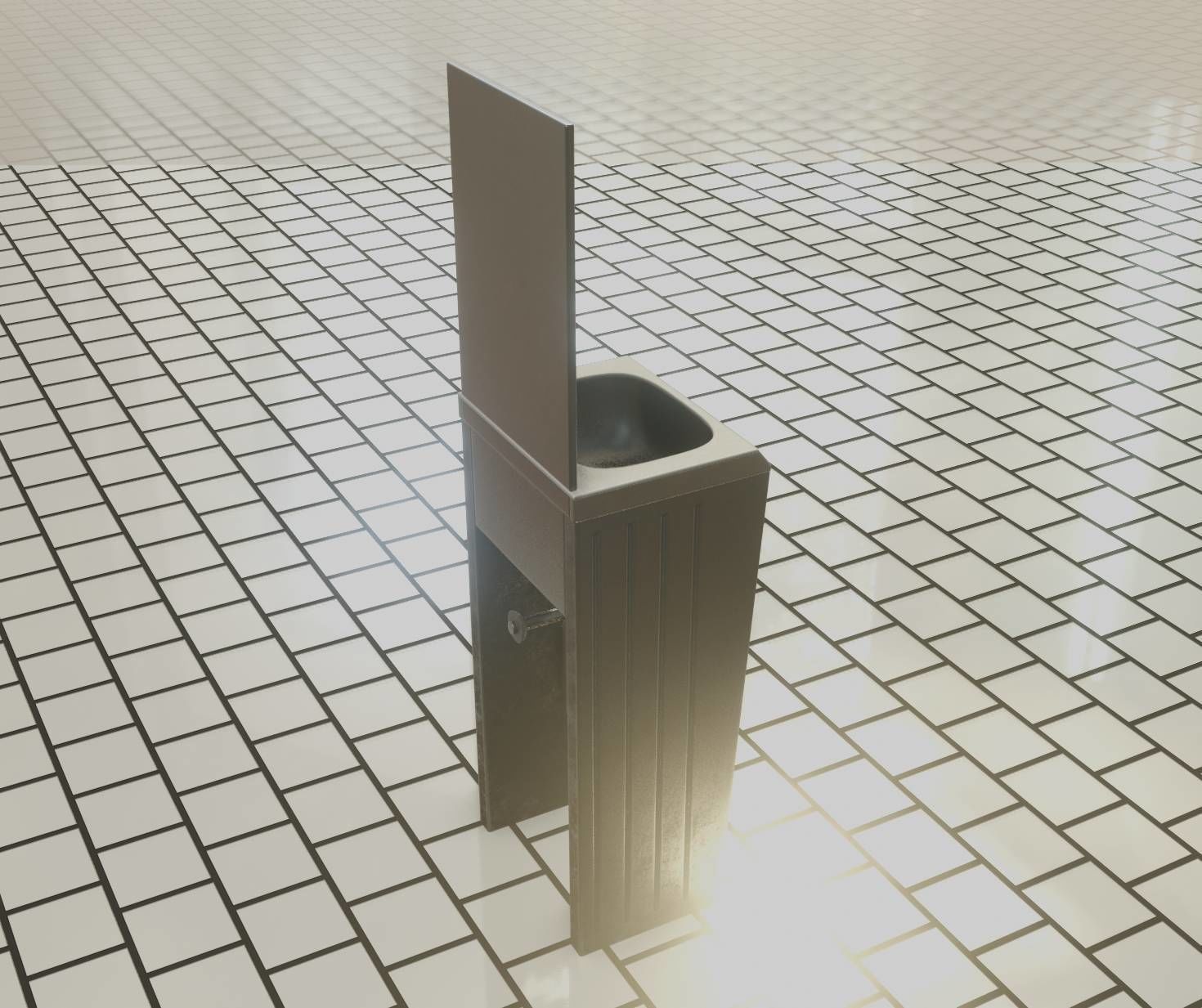 Public Metal Sink - 33 - with Mirror Low-poly 3D model_60