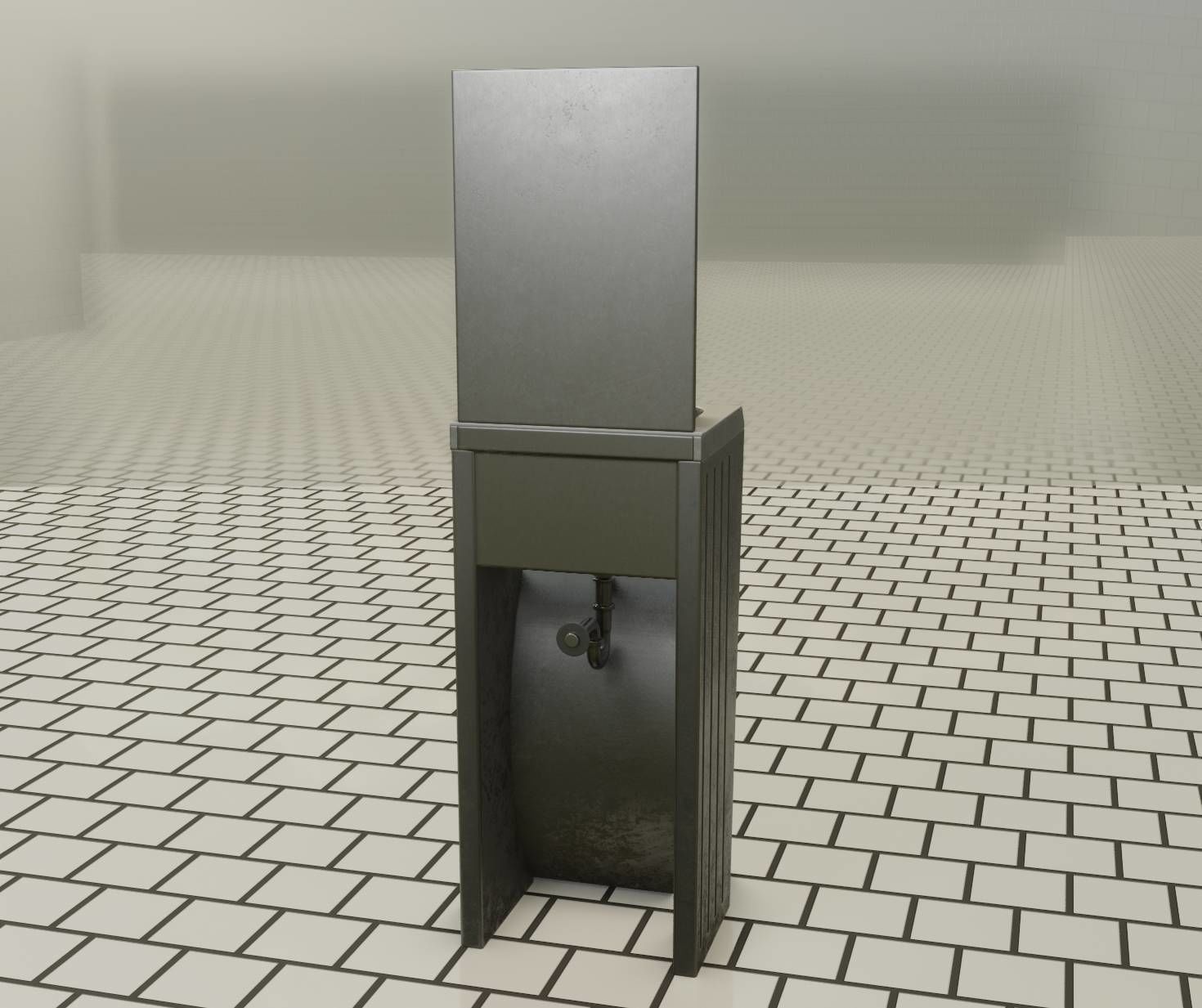 Public Metal Sink - 33 - with Mirror Low-poly 3D model_20