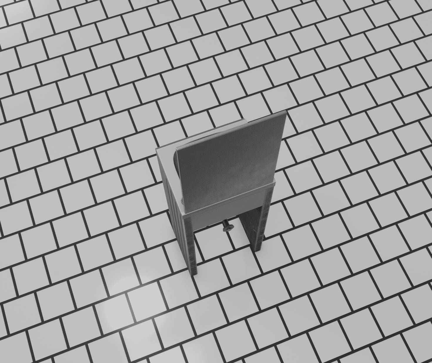 Public Metal Sink - 33 - with Mirror Low-poly 3D model_53