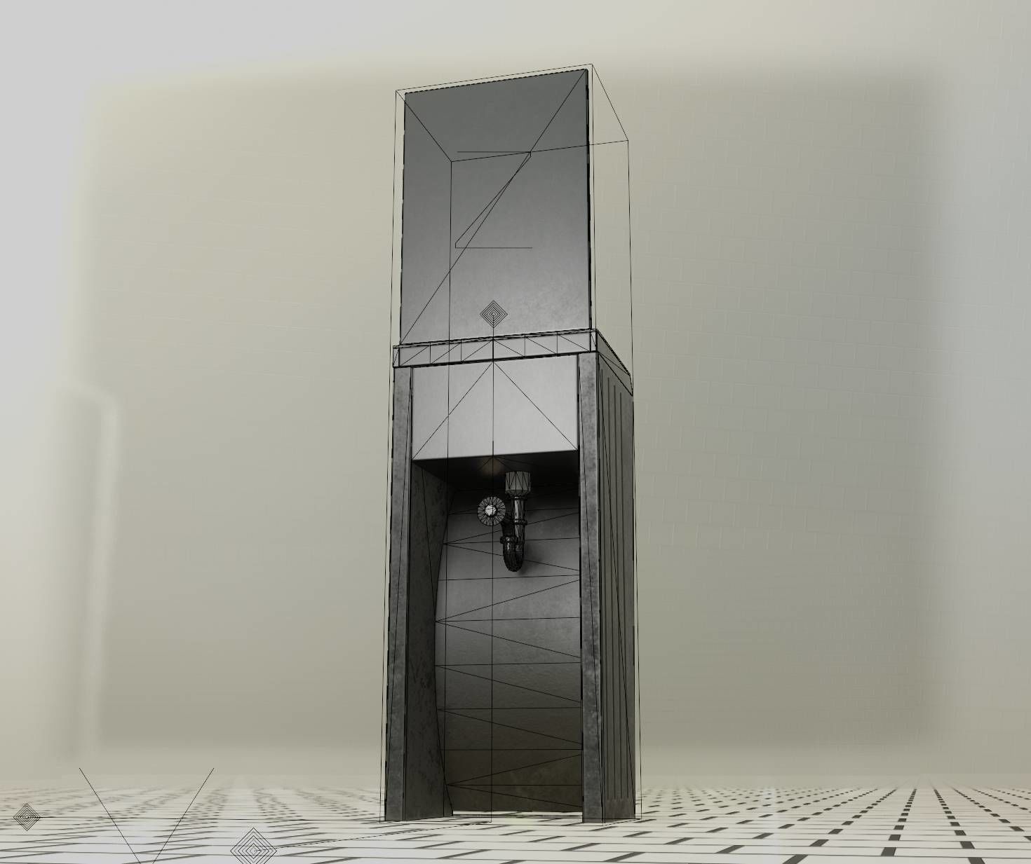 Public Metal Sink - 33 - with Mirror Low-poly 3D model_21