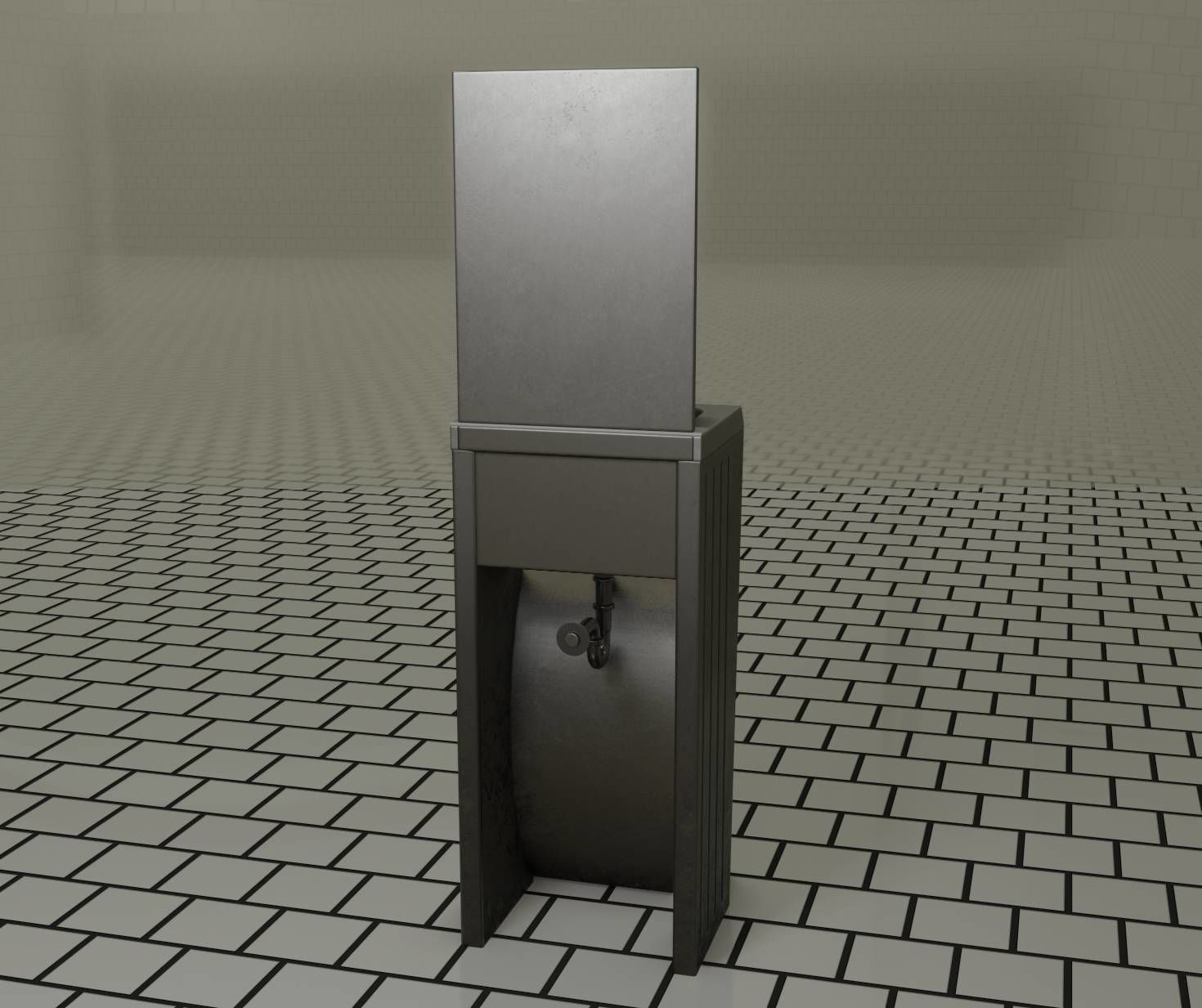 Public Metal Sink - 33 - with Mirror Low-poly 3D model_73