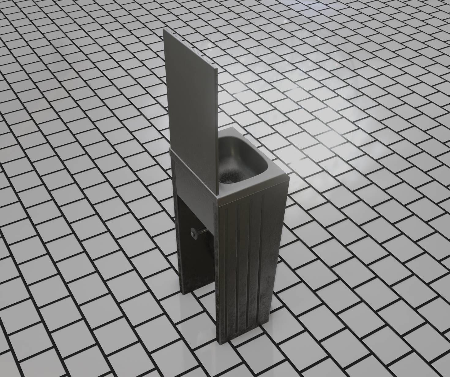 Public Metal Sink - 33 - with Mirror Low-poly 3D model_96
