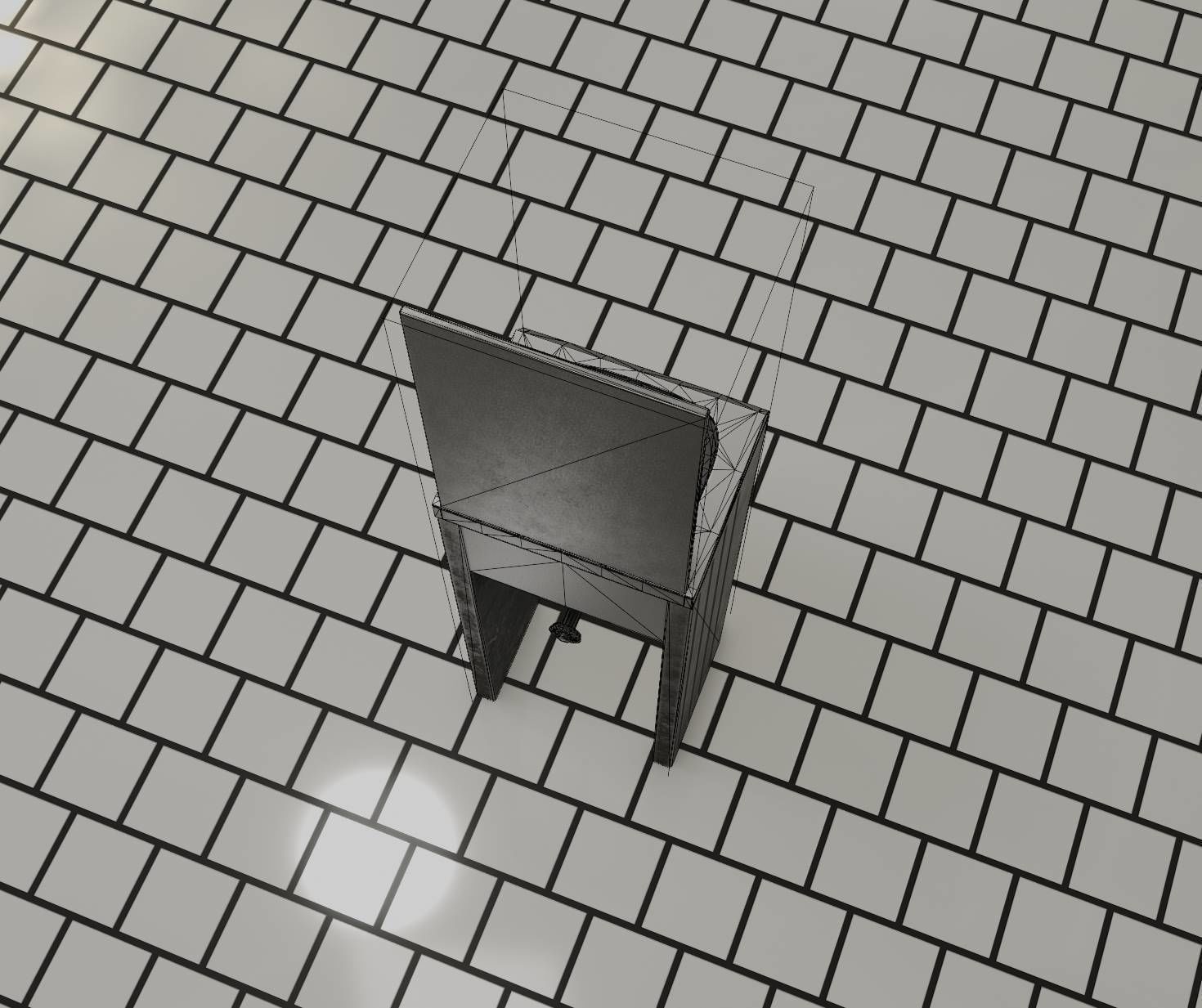 Public Metal Sink - 33 - with Mirror Low-poly 3D model_30