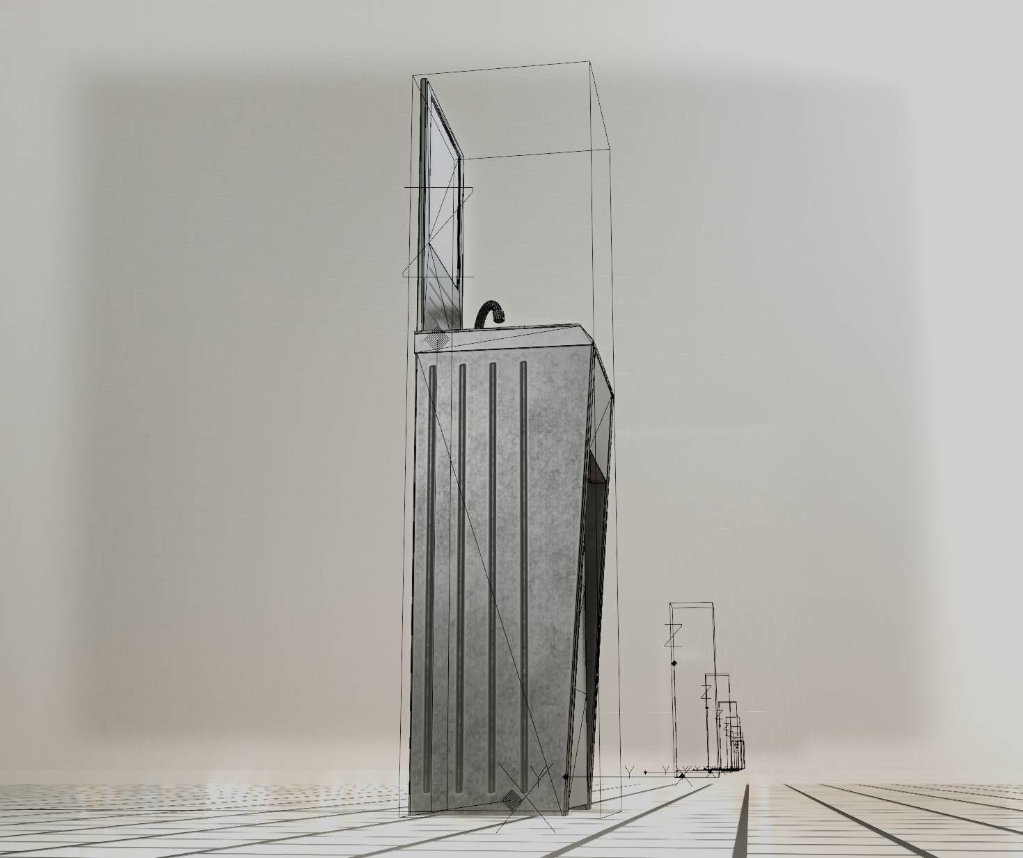 Public Metal Sink - 33 - with Mirror Low-poly 3D model_80