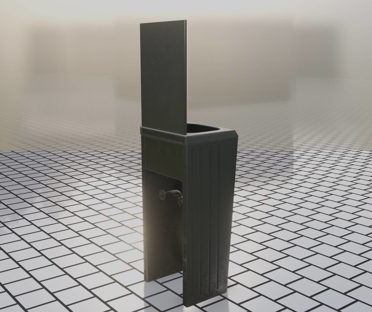 Public Metal Sink - 33 - with Mirror Low-poly 3D model_19