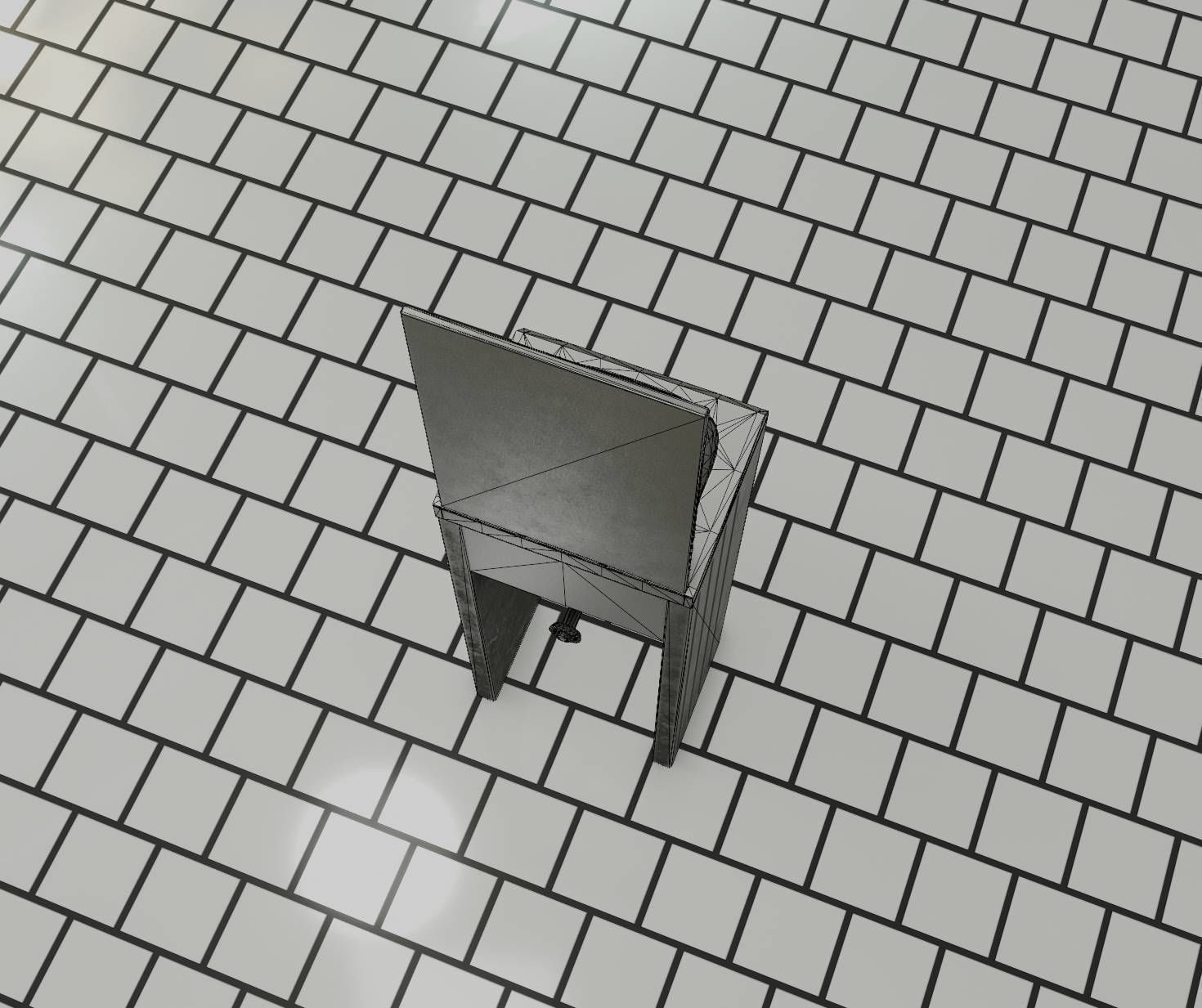 Public Metal Sink - 33 - with Mirror Low-poly 3D model_83