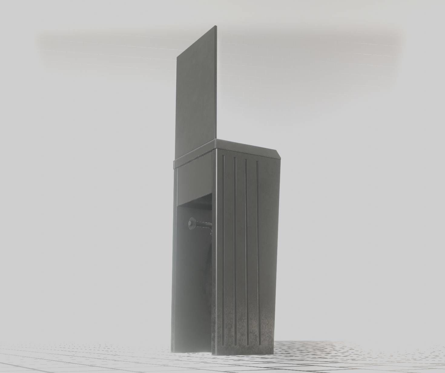 Public Metal Sink - 33 - with Mirror Low-poly 3D model_28