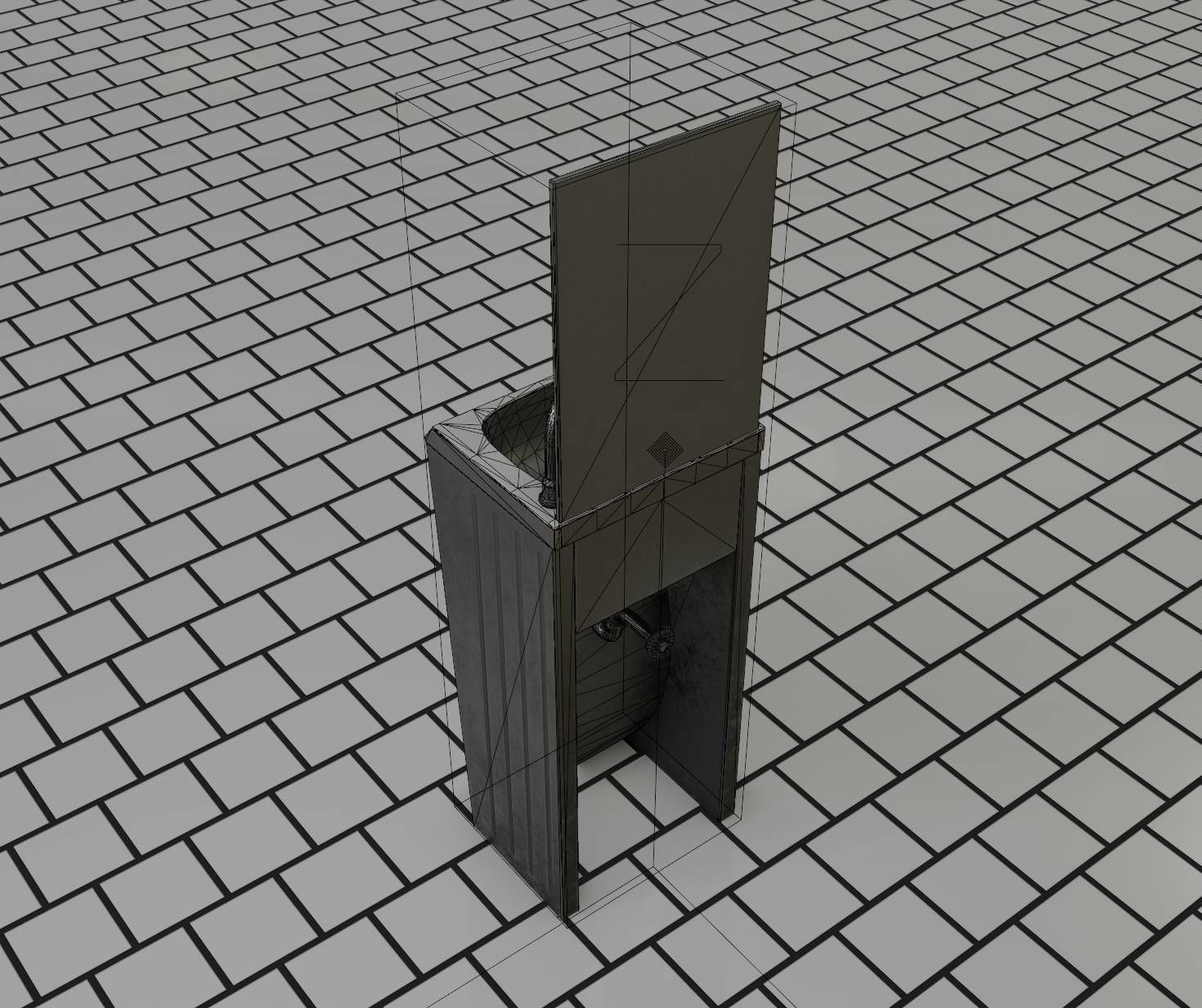 Public Metal Sink - 33 - with Mirror Low-poly 3D model_97