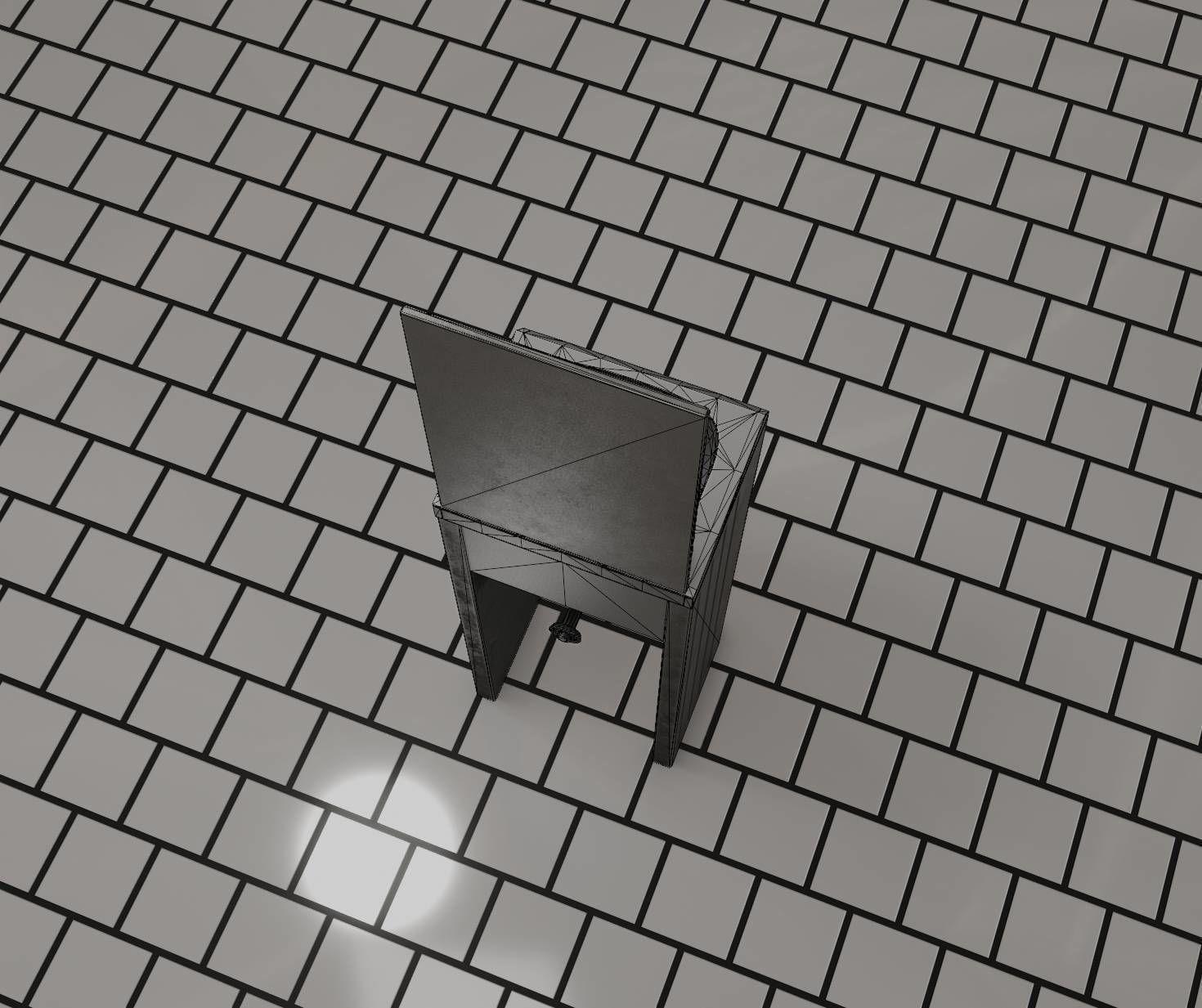 Public Metal Sink - 33 - with Mirror Low-poly 3D model_52