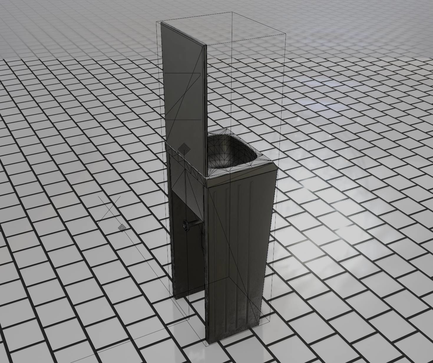 Public Metal Sink - 33 - with Mirror Low-poly 3D model_38