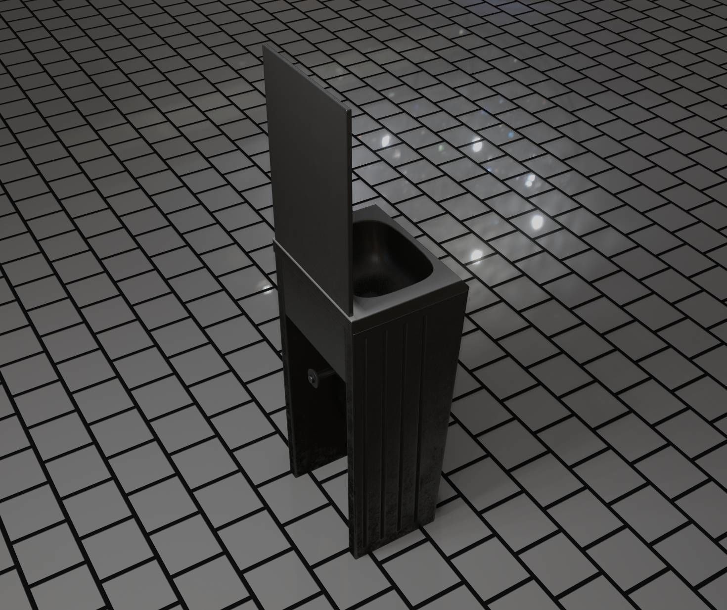 Public Metal Sink - 33 - with Mirror Low-poly 3D model_12
