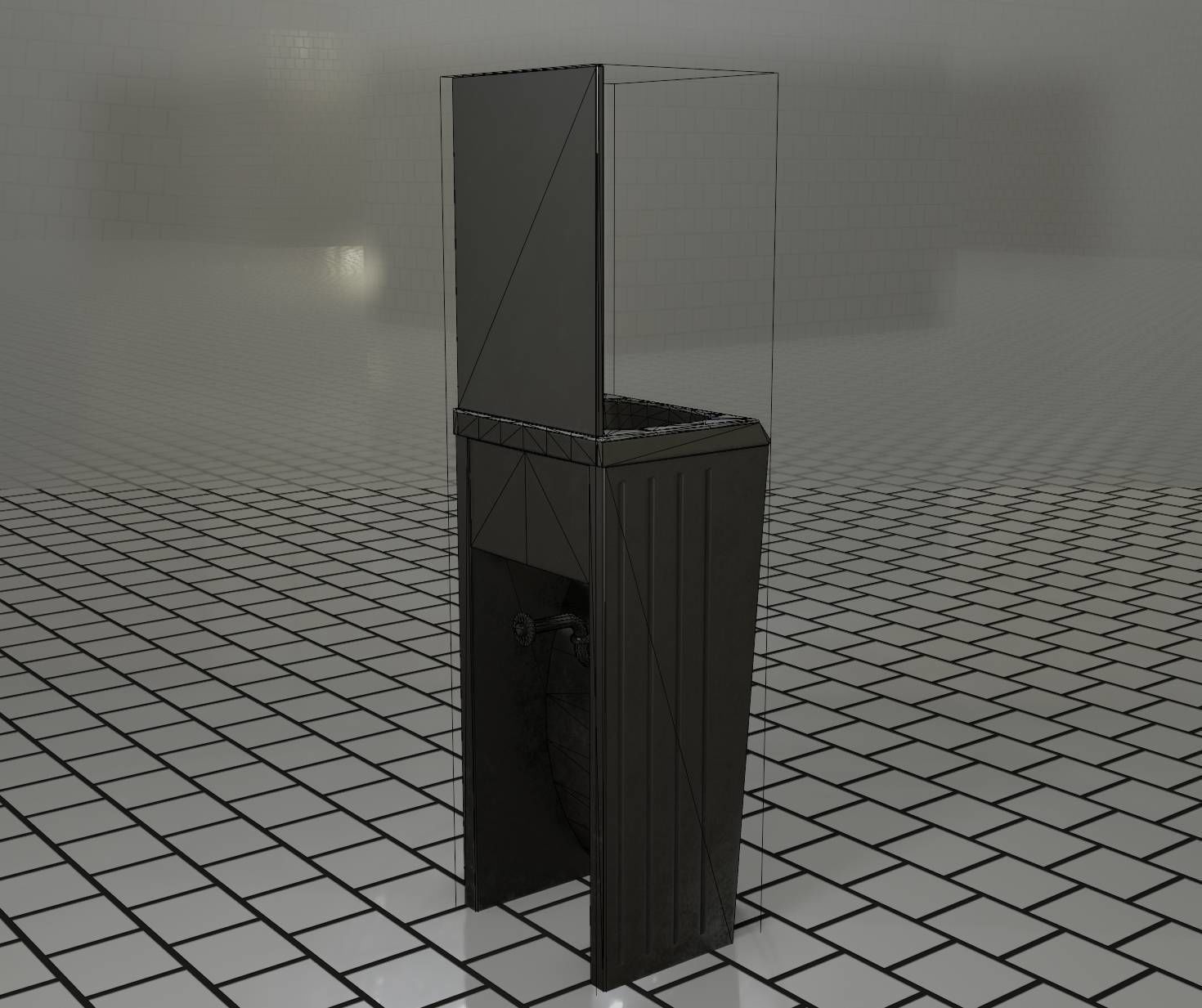 Public Metal Sink - 33 - with Mirror Low-poly 3D model_72