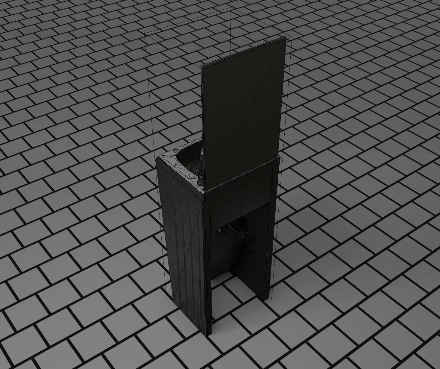Public Metal Sink - 33 - with Mirror Low-poly 3D model_13