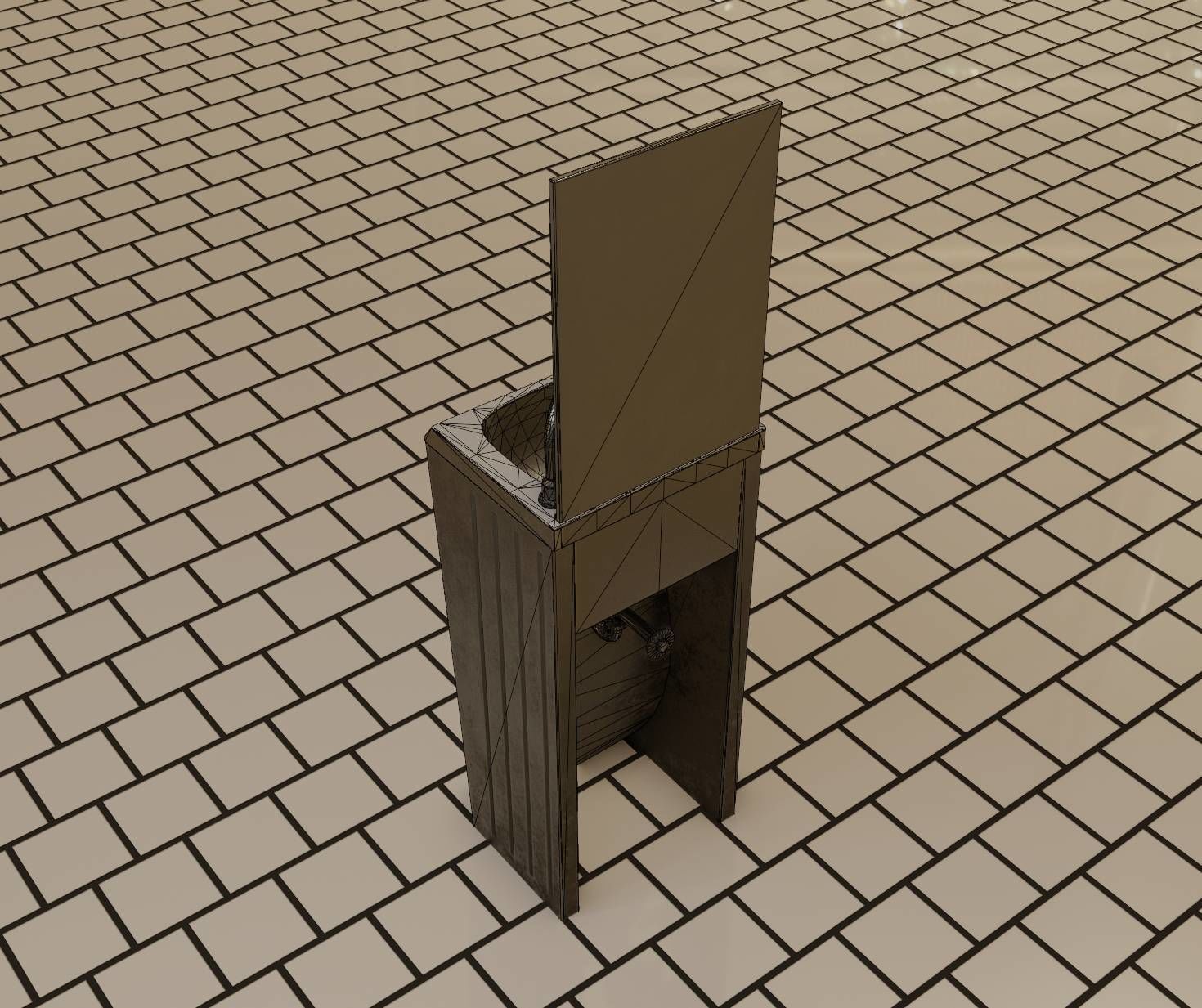 Public Metal Sink - 33 - with Mirror Low-poly 3D model_44