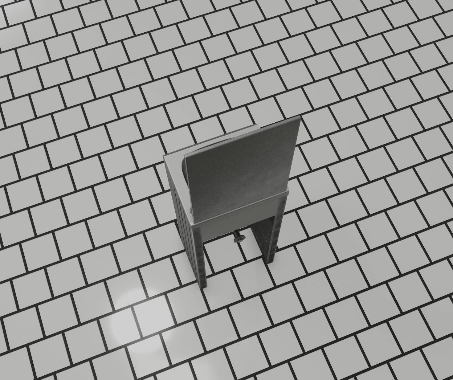 Public Metal Sink - 33 - with Mirror Low-poly 3D model_31