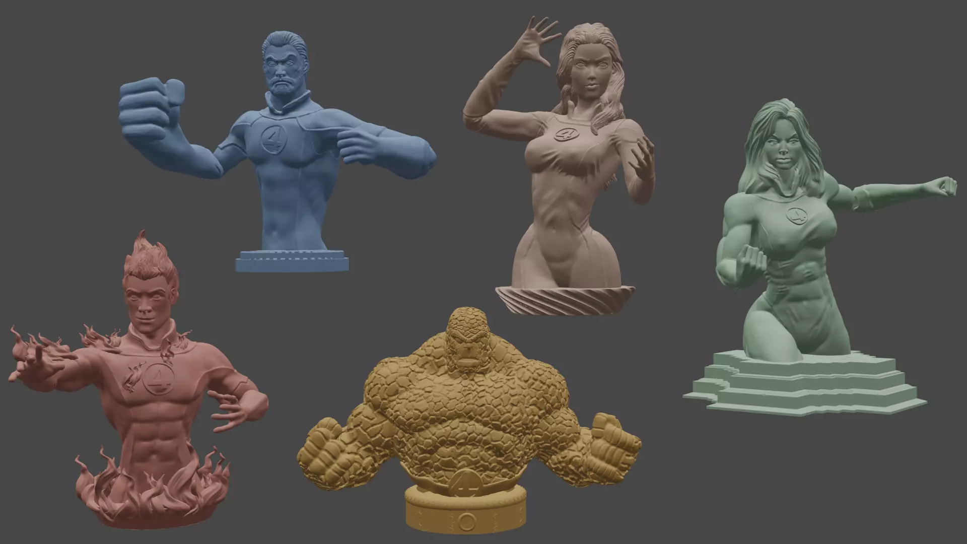 Complete Fantastic Four Busts 3D print model_0