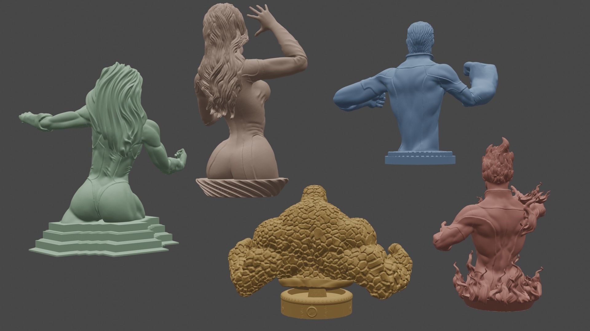 Complete Fantastic Four Busts 3D print model_1