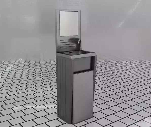 Public Metal Sink - 31 - with Mirror