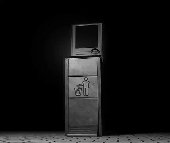 Public Metal Sink - 30 - with Mirror and Waste-Bin