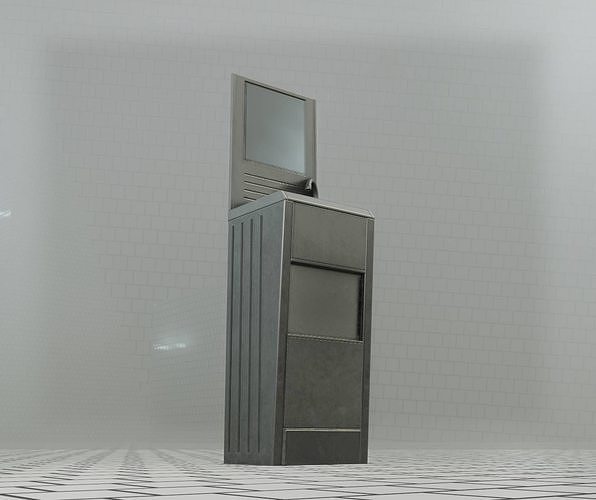 Public Metal Sink - 29 - with Mirror Low-poly 3D model