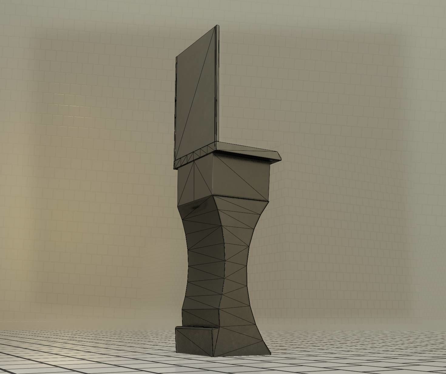 Futuristic Public Metal Sink - 27 - with Mirror Low-poly 3D model_32