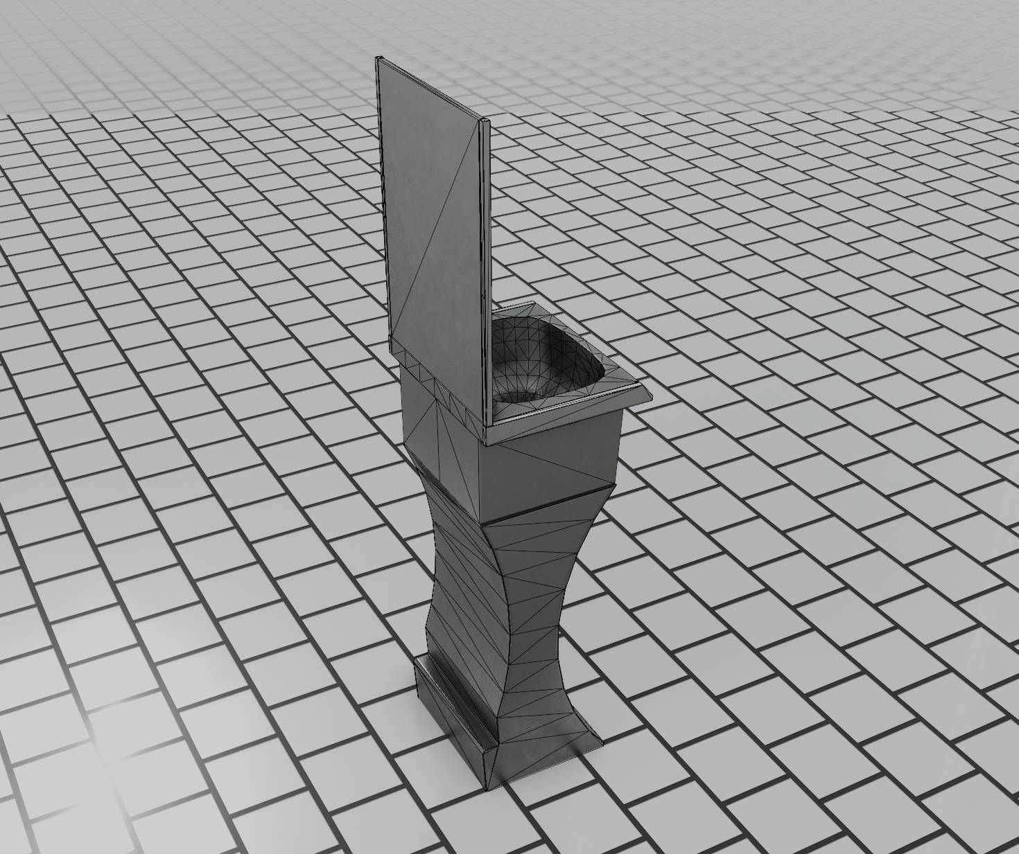 Futuristic Public Metal Sink - 27 - with Mirror Low-poly 3D model_42