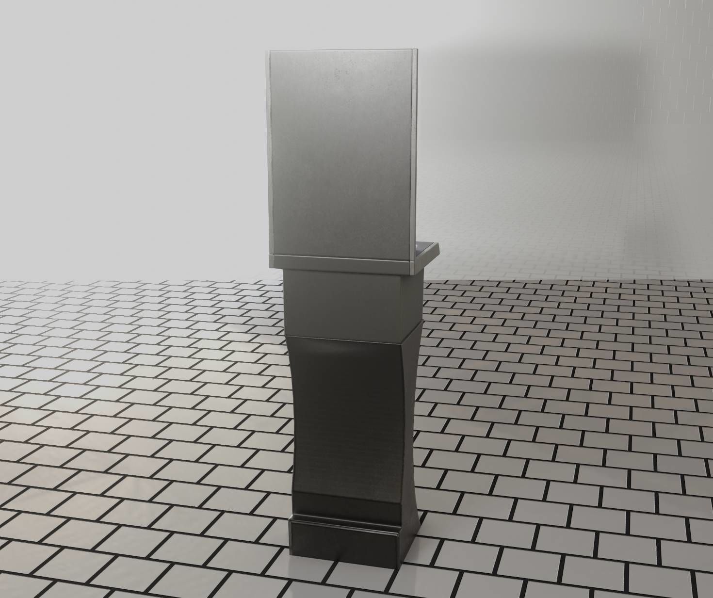 Futuristic Public Metal Sink - 27 - with Mirror Low-poly 3D model_84