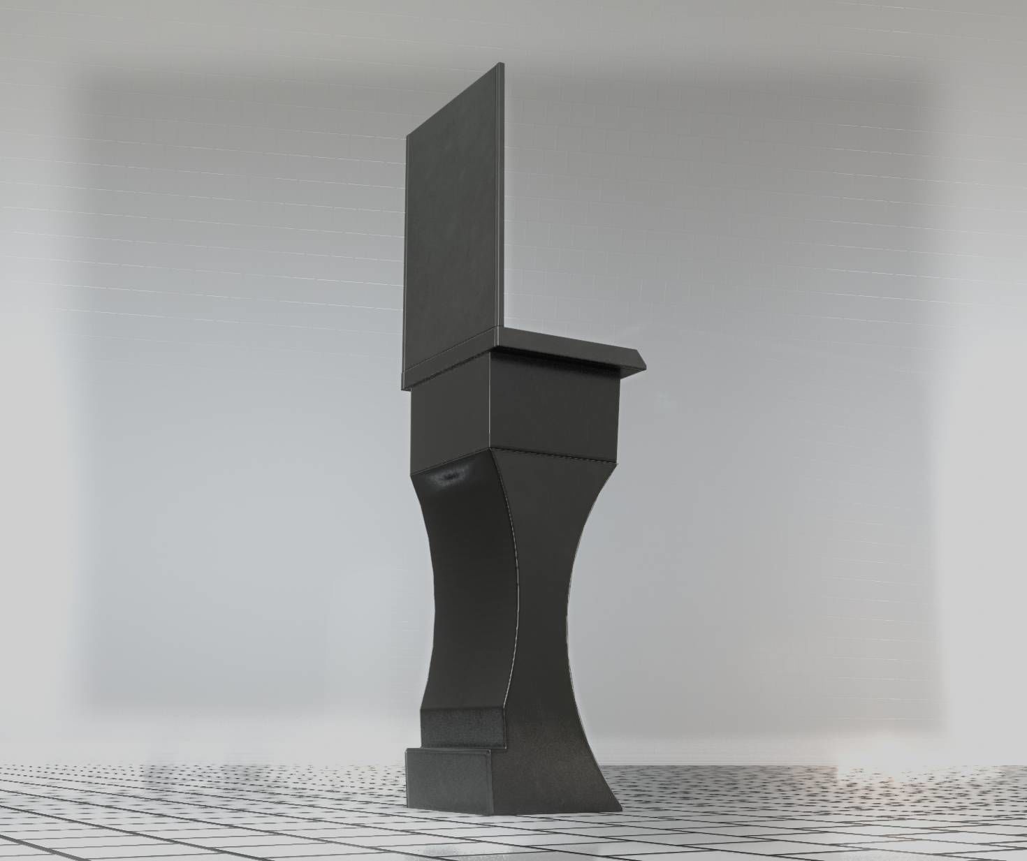 Futuristic Public Metal Sink - 27 - with Mirror Low-poly 3D model_62