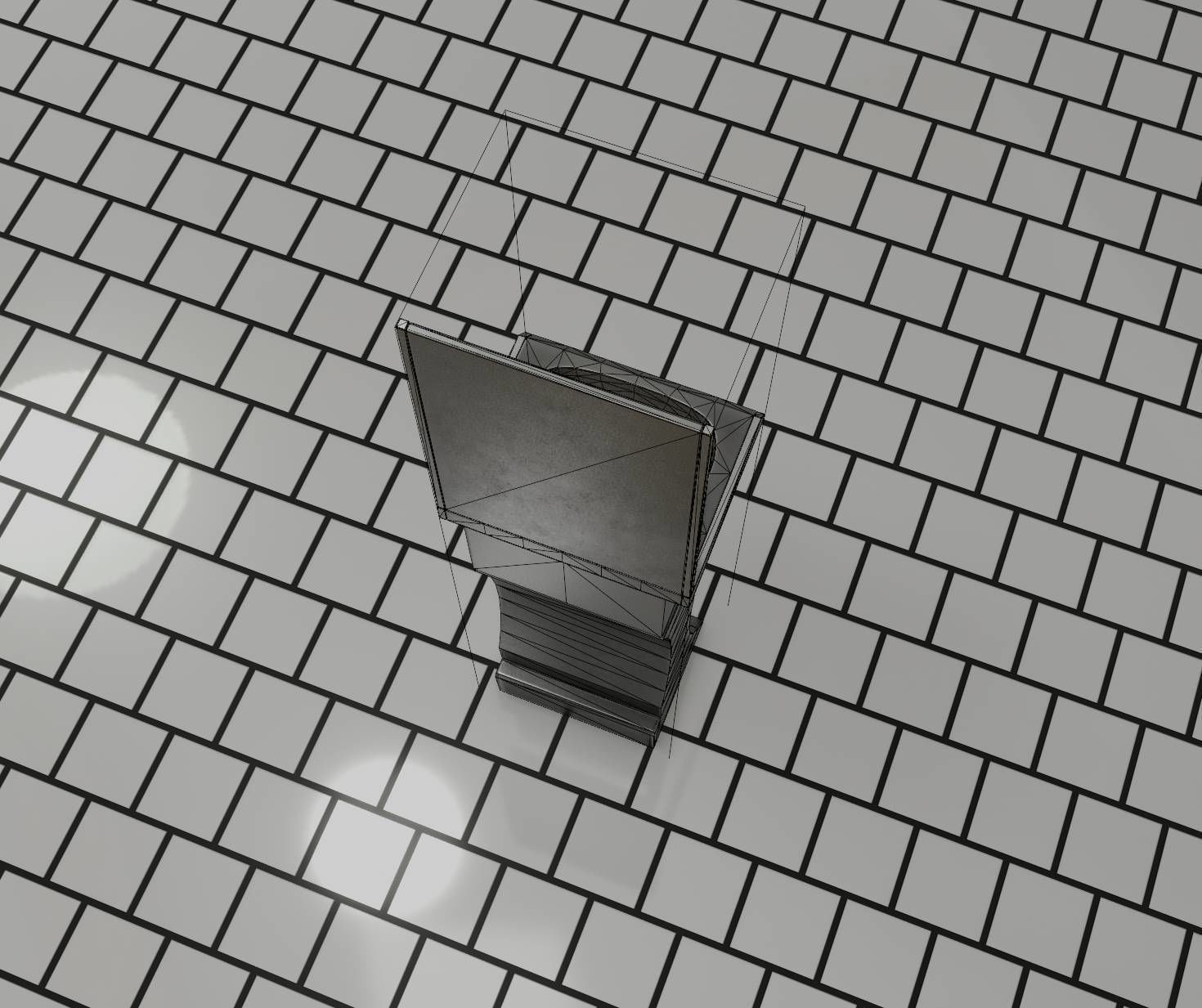 Futuristic Public Metal Sink - 27 - with Mirror Low-poly 3D model_94