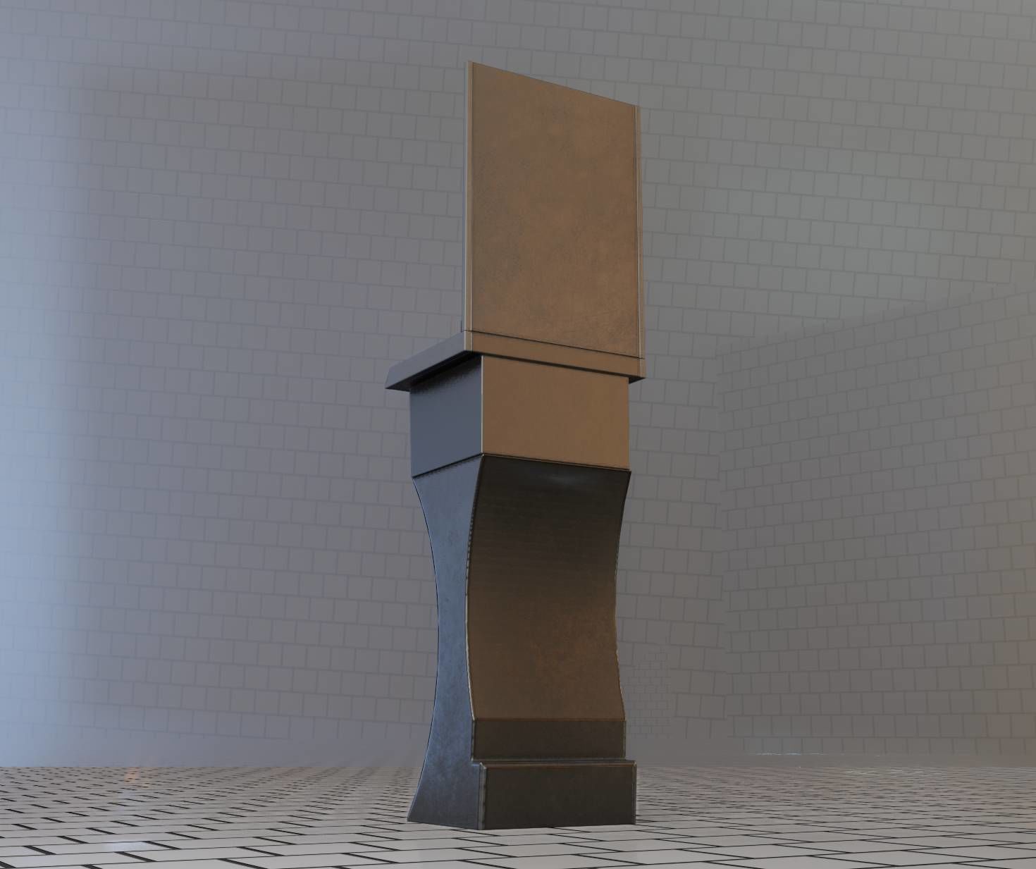 Futuristic Public Metal Sink - 27 - with Mirror Low-poly 3D model_27