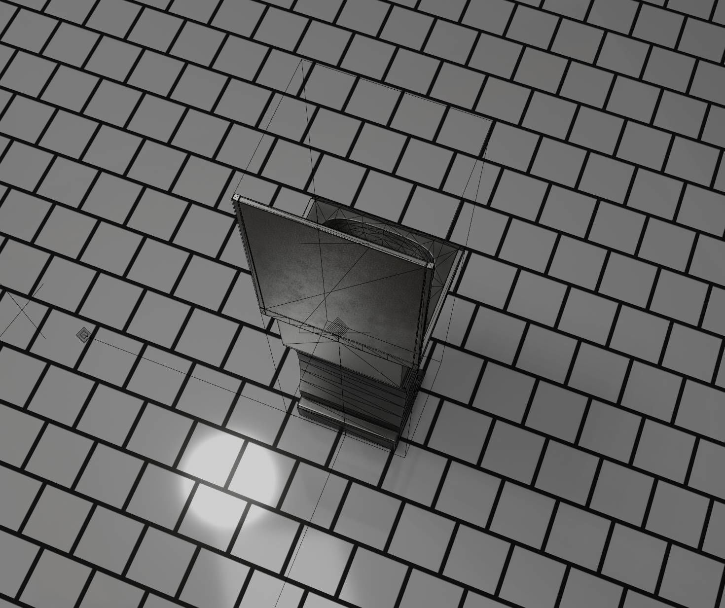 Futuristic Public Metal Sink - 27 - with Mirror Low-poly 3D model_6