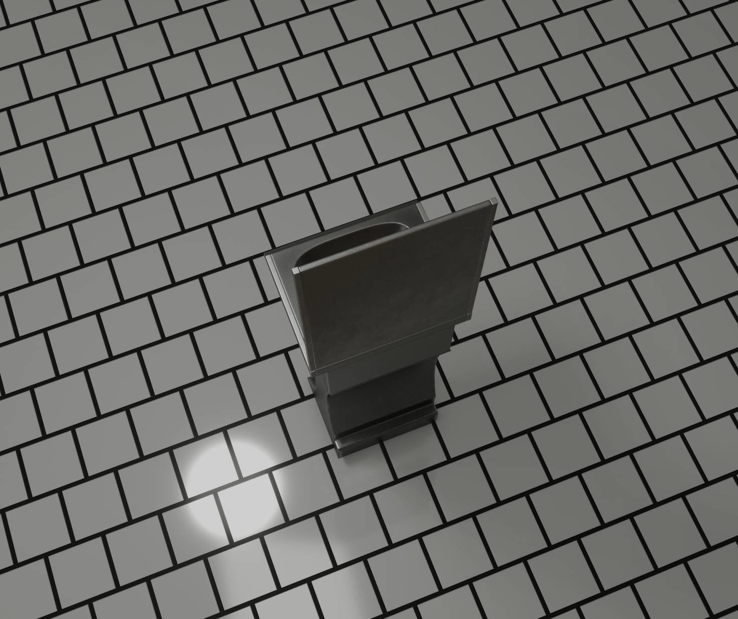 Futuristic Public Metal Sink - 27 - with Mirror Low-poly 3D model_7