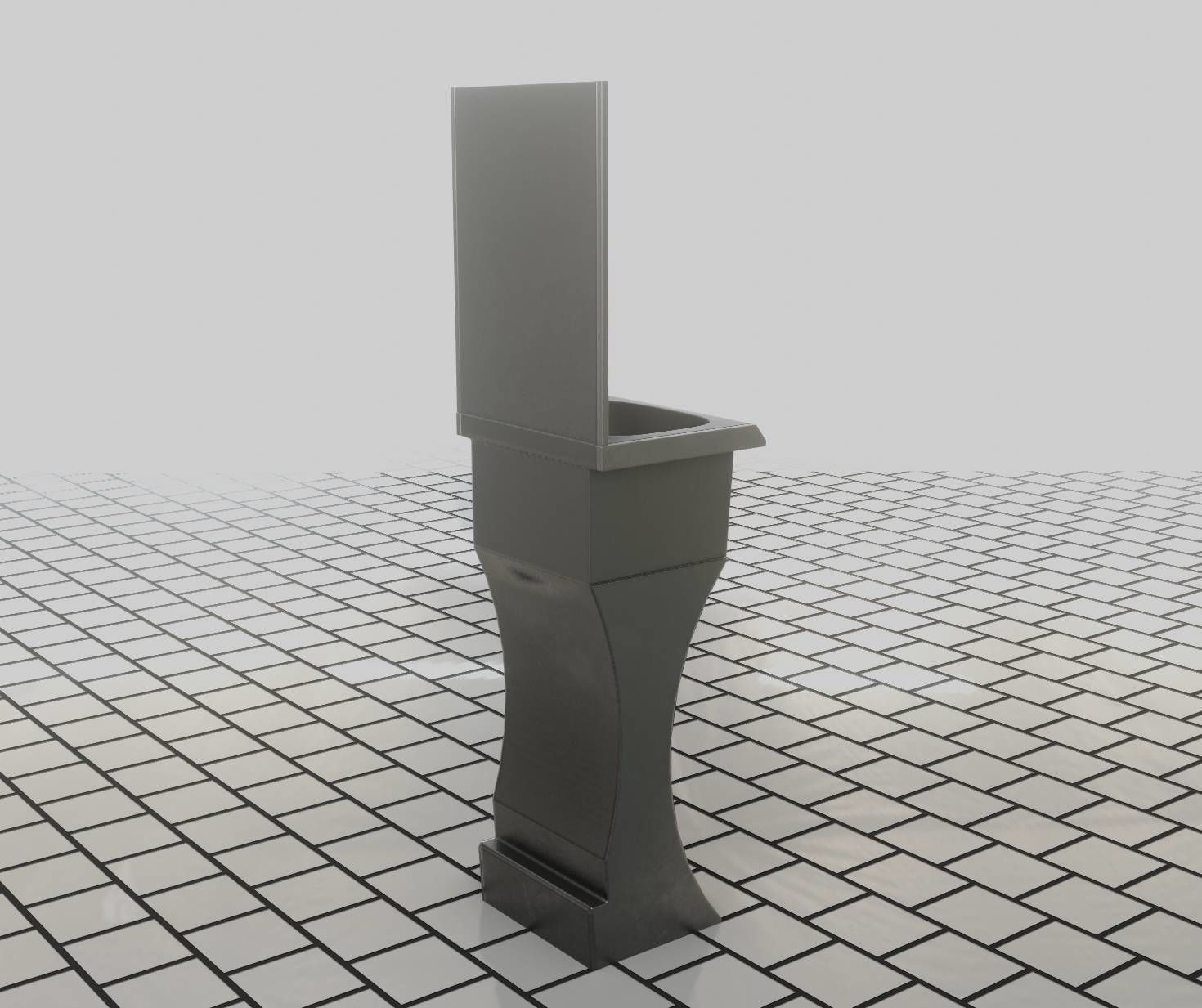 Futuristic Public Metal Sink - 27 - with Mirror Low-poly 3D model_83