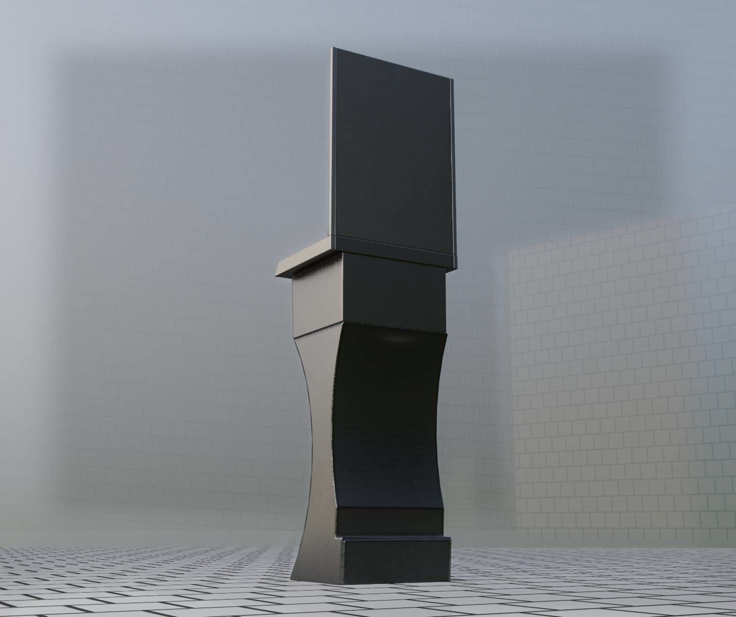 Futuristic Public Metal Sink - 27 - with Mirror Low-poly 3D model_57