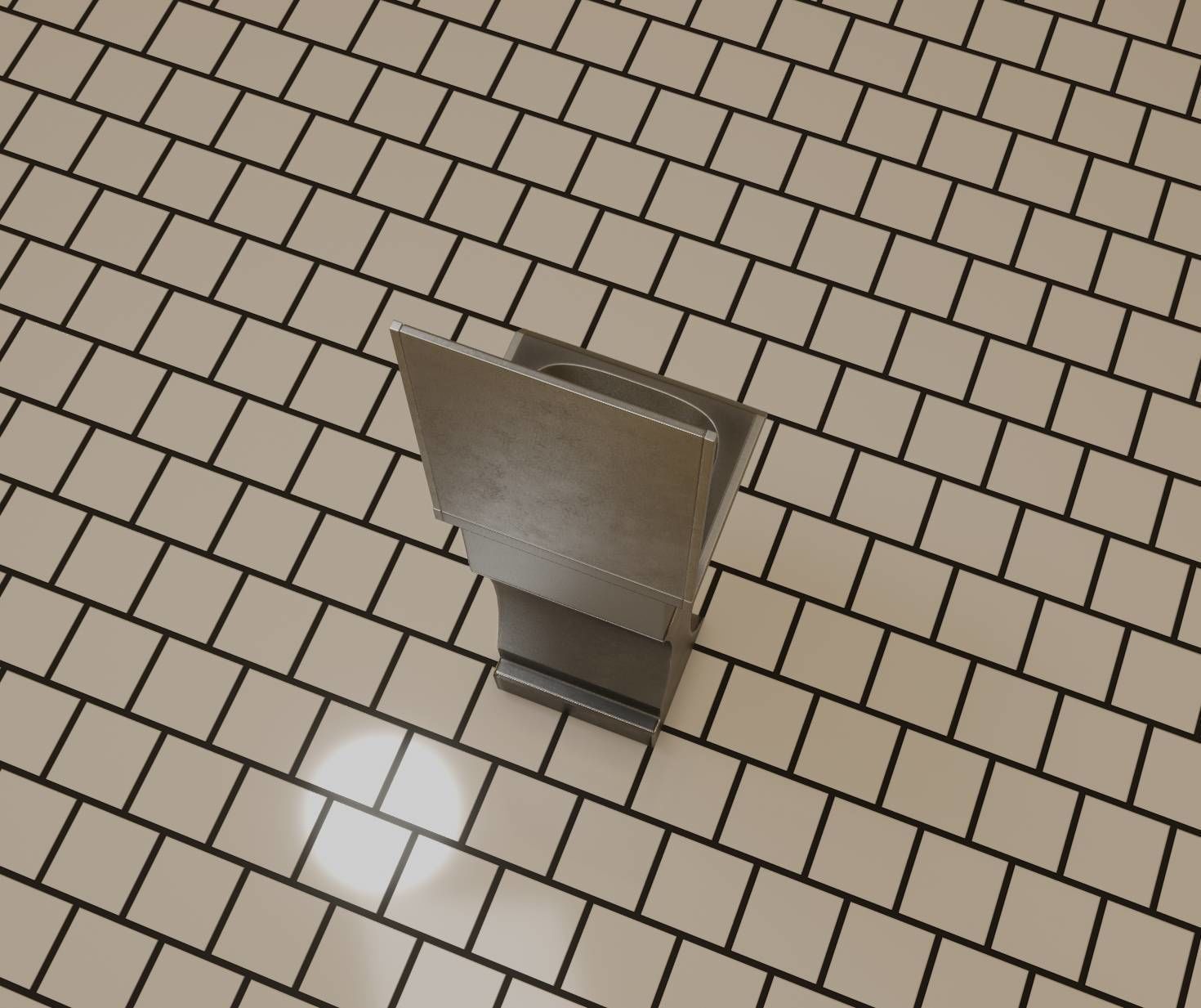 Futuristic Public Metal Sink - 27 - with Mirror Low-poly 3D model_34