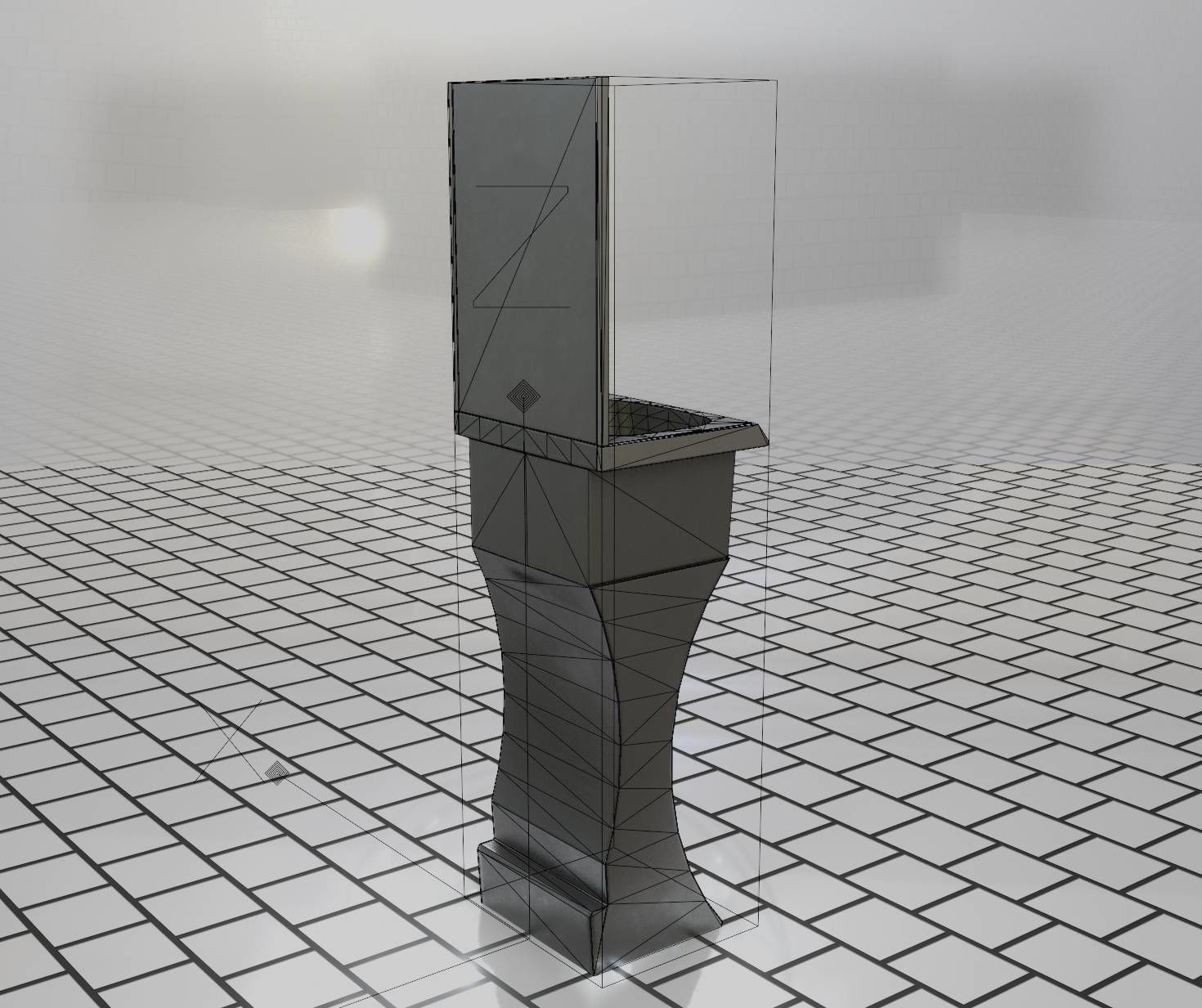 Futuristic Public Metal Sink - 27 - with Mirror Low-poly 3D model_54