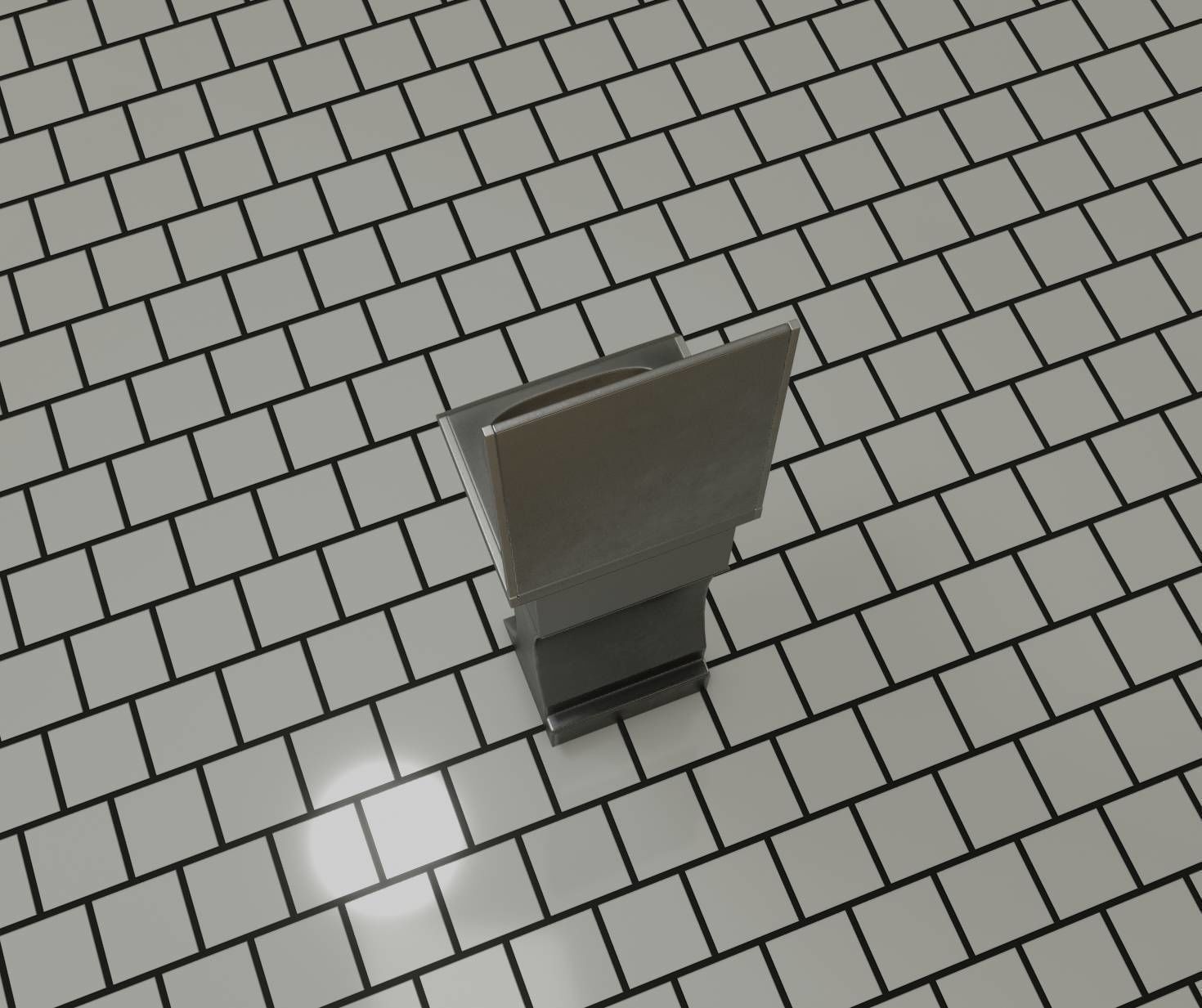 Futuristic Public Metal Sink - 27 - with Mirror Low-poly 3D model_95