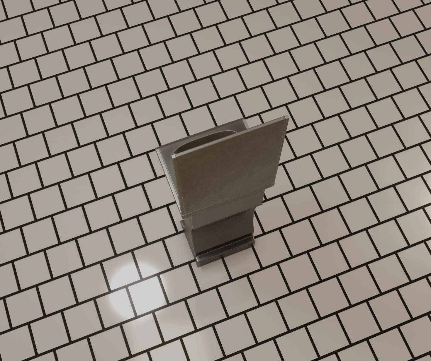 Futuristic Public Metal Sink - 27 - with Mirror Low-poly 3D model_35